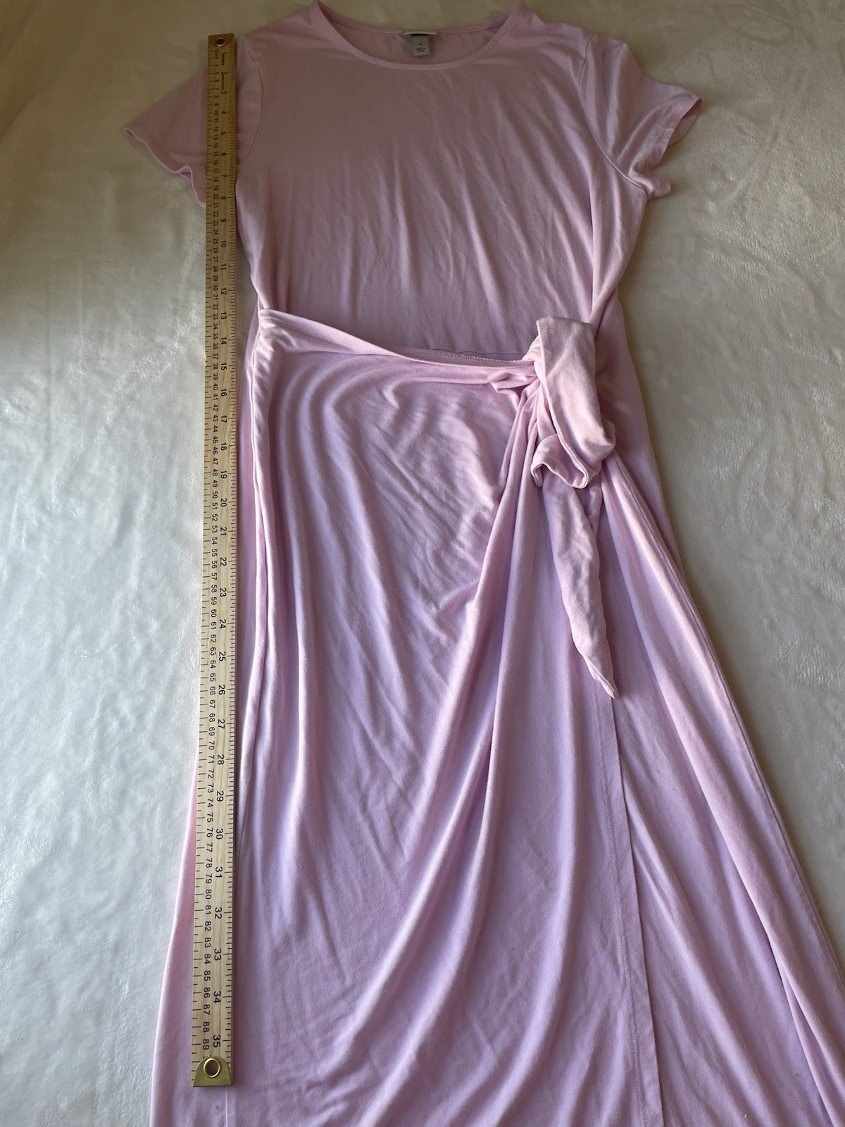 A New Day Short Sleeve Tie Maxi Boho Wrap Dress Pink Medium Stretch Summer
