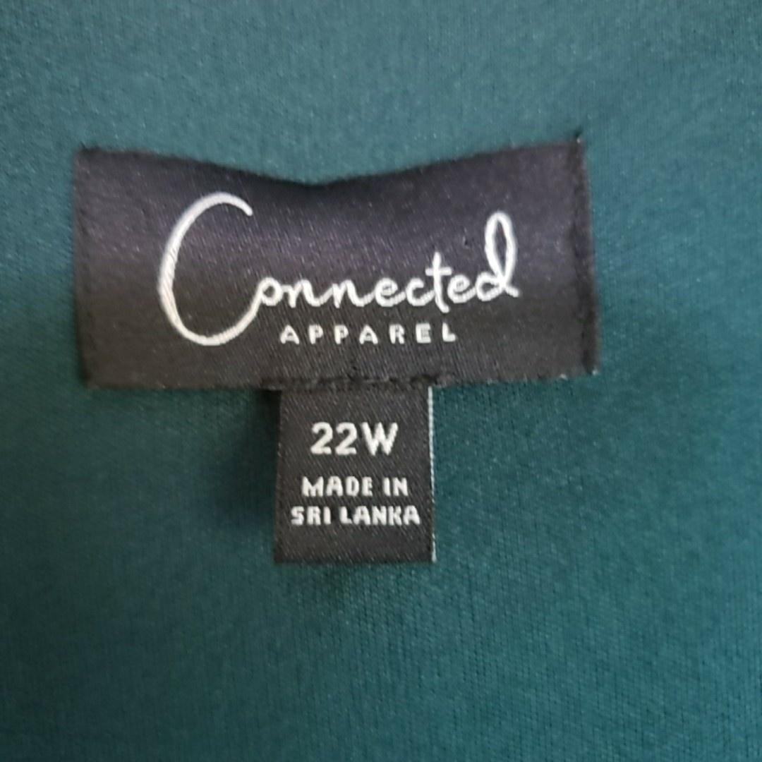 Connected Apparel Dress Womens 22W Green Chiffon Flutter Sleeve V Neck Wrap Knee