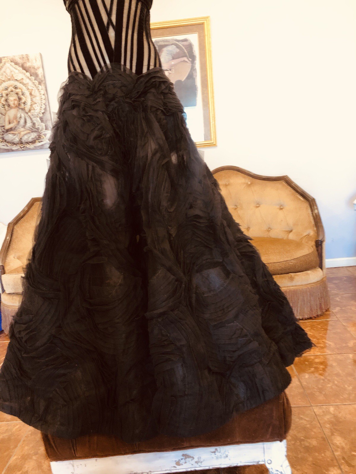 George’s chakra RUNWAY Sheer black Corset Gown Size XS Stunning!