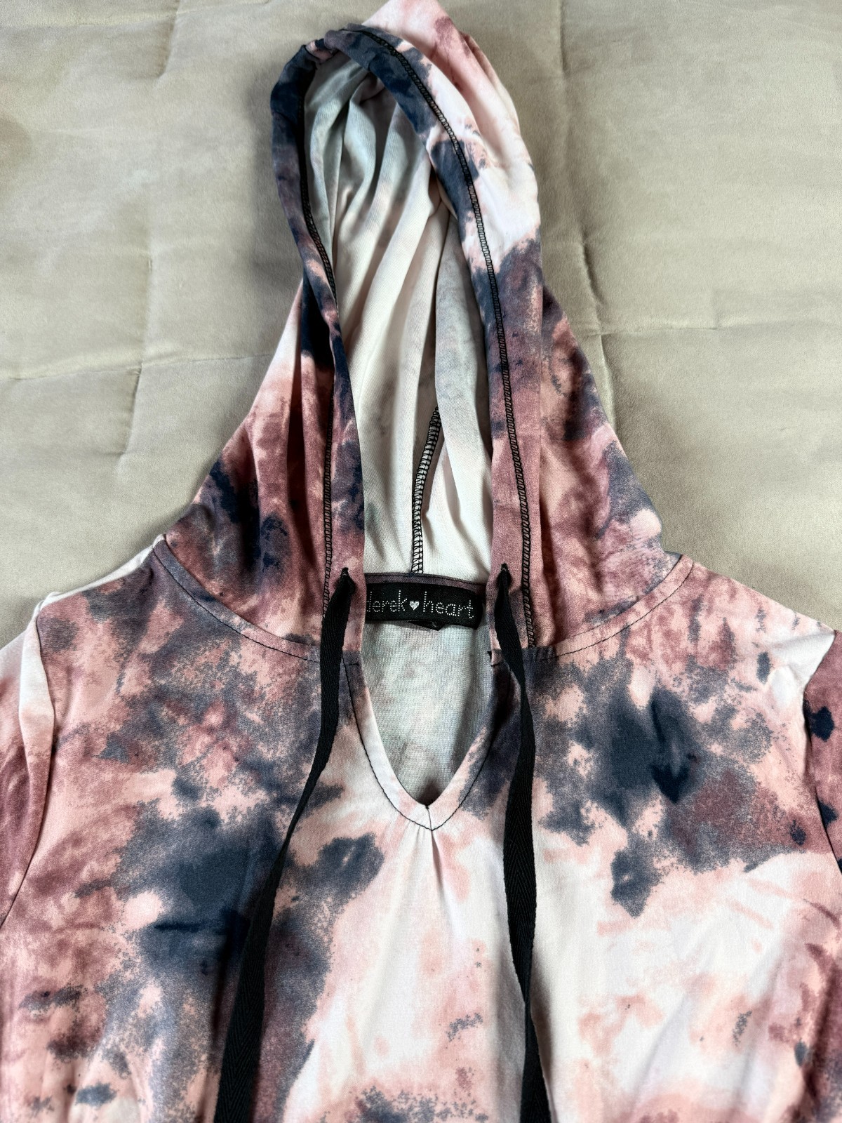 Derek Heart Tie Dye Multicolor Size S Soft Hippie Above The Knee Hoodie Dress