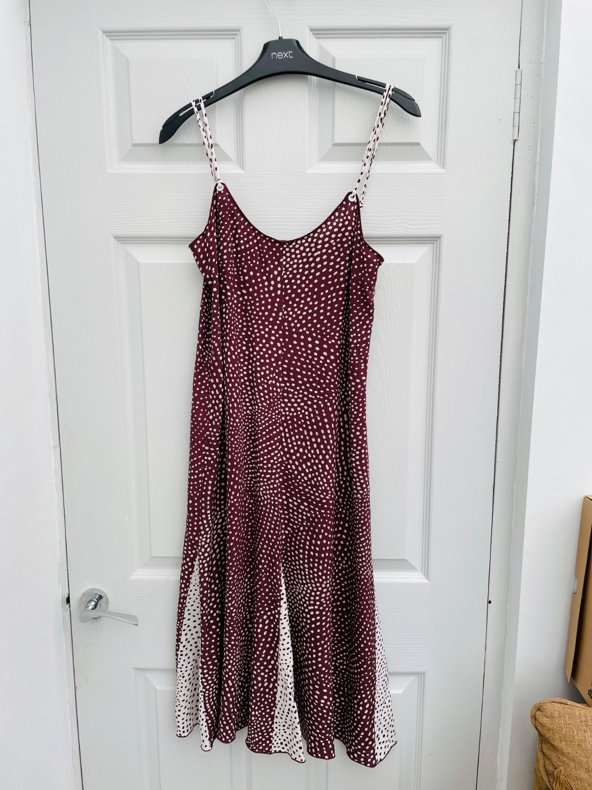 RAG & BONE Burgundy & White Spotty Strappy Maxi Dress Sz 8 XS Mint