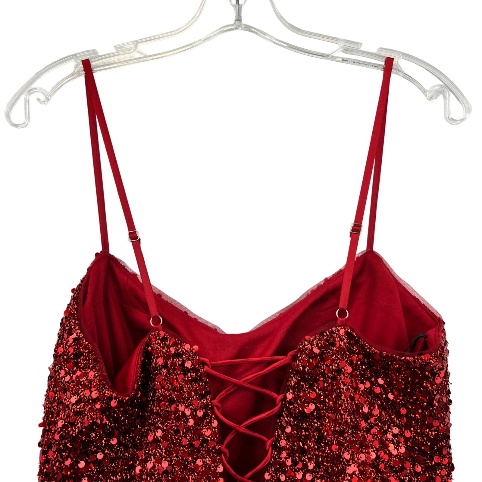 Alyce Paris 3116 A-Line Spaghetti Strap Sequin Short Dress Red Size 12 New