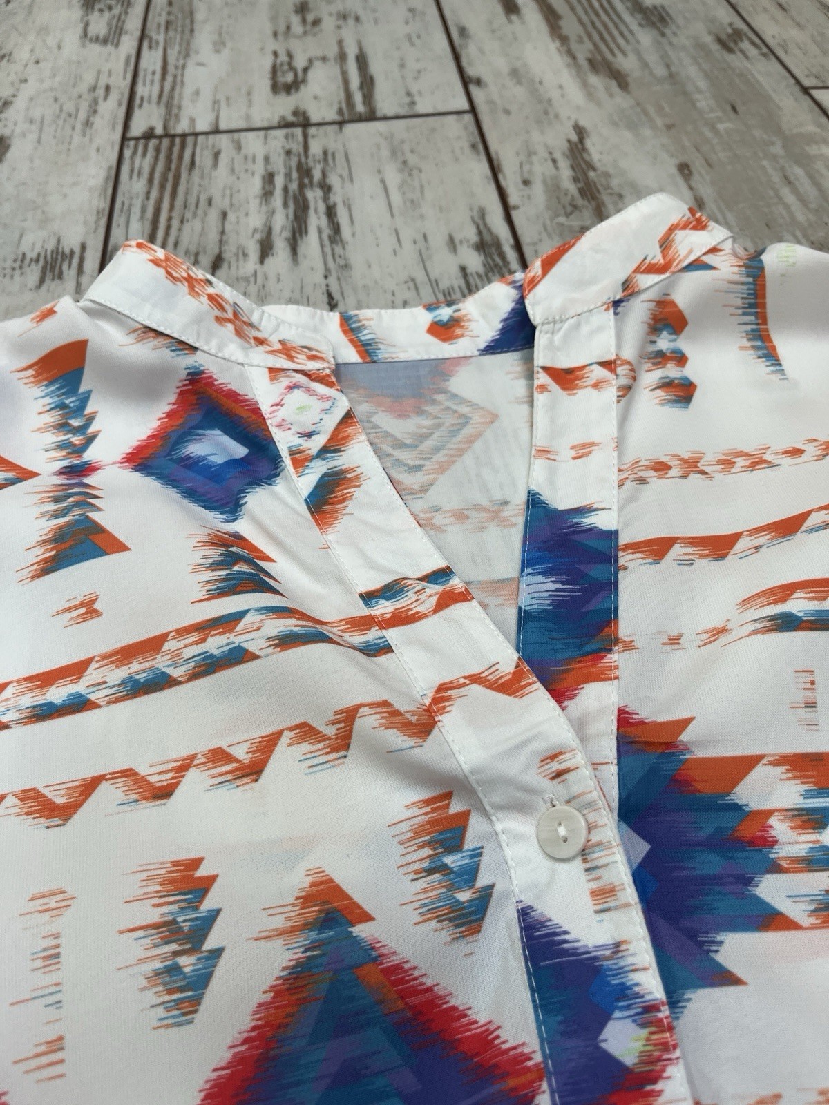 Boho Geometric Tribal Print Tiered Dress V-Neck Bell Sleeve Womens Medium NWOT