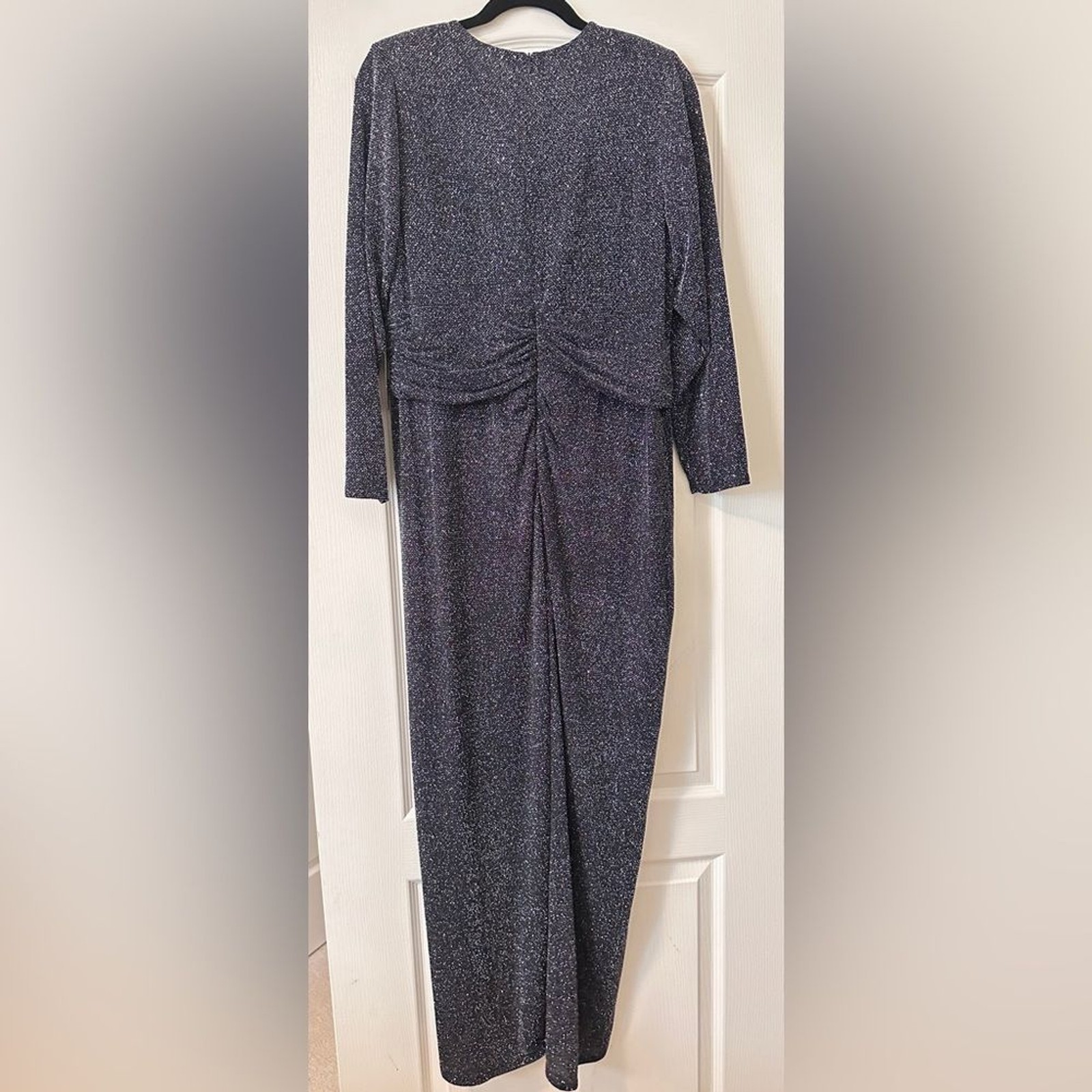 Vince Camuto Long Sleeve Draped Dress, Navy Shimmer, Size 14W