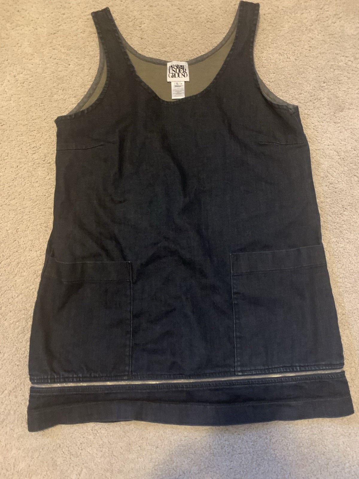 Prairie Underground Womens Pep Dress Sz Large Blue Organic Cotton Denim Jumper