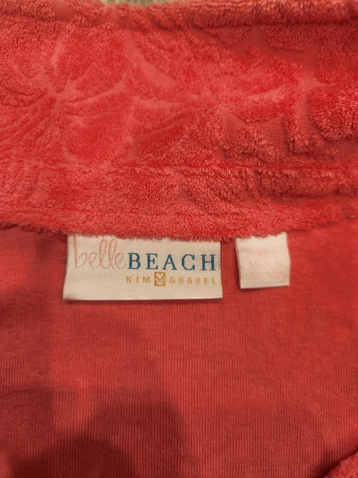 Belle Kim Gravel Poolside Terry Jamaican Jacquard Dress-Coral Pink-Sz XL A643801
