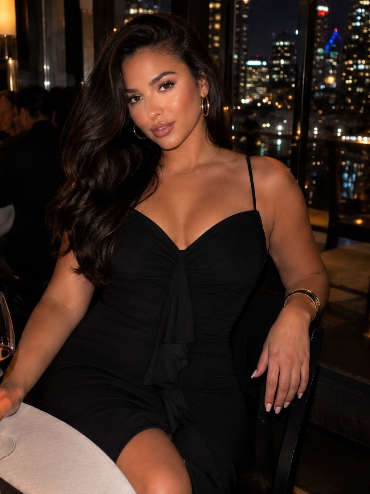 Fashion Nova Ruched High-Low Midi Dress – Black – Size Large