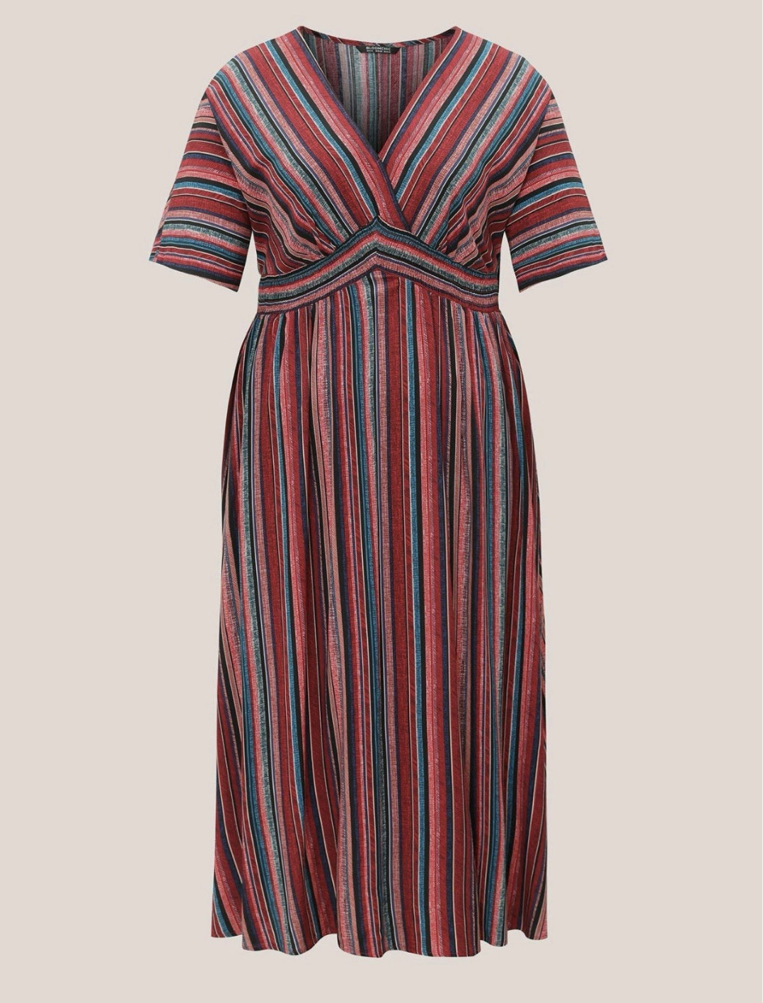 BloomChic Striped Contrast Dolman Shirred Pocket Split Flutter Dress Size 1X