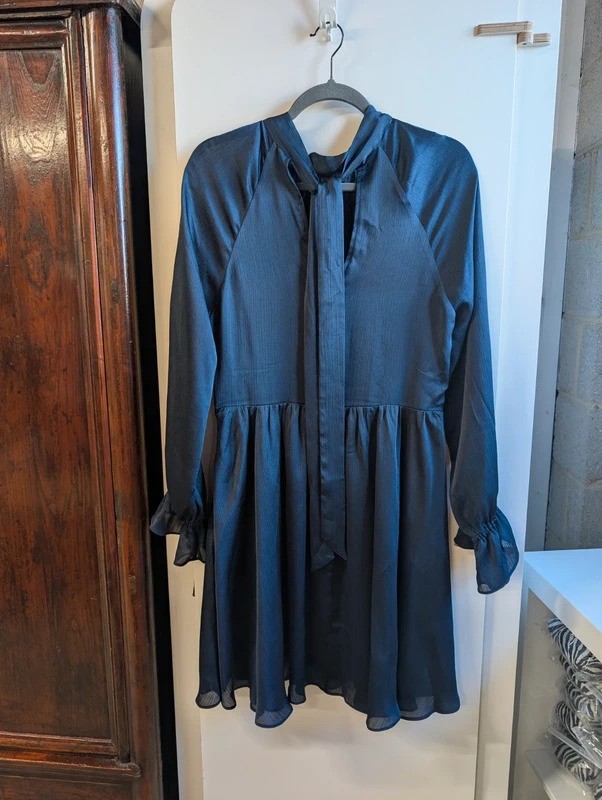 Ted Baker Navy Mini Dress UK 14 New With Tags Elegant Long Sleeve Occasion Dress