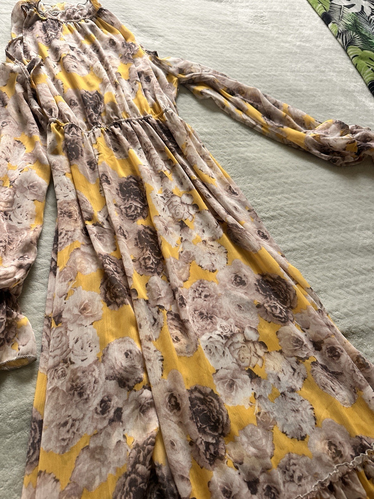Women’s Floral Long Sleeve Dress See-Through Long Dress