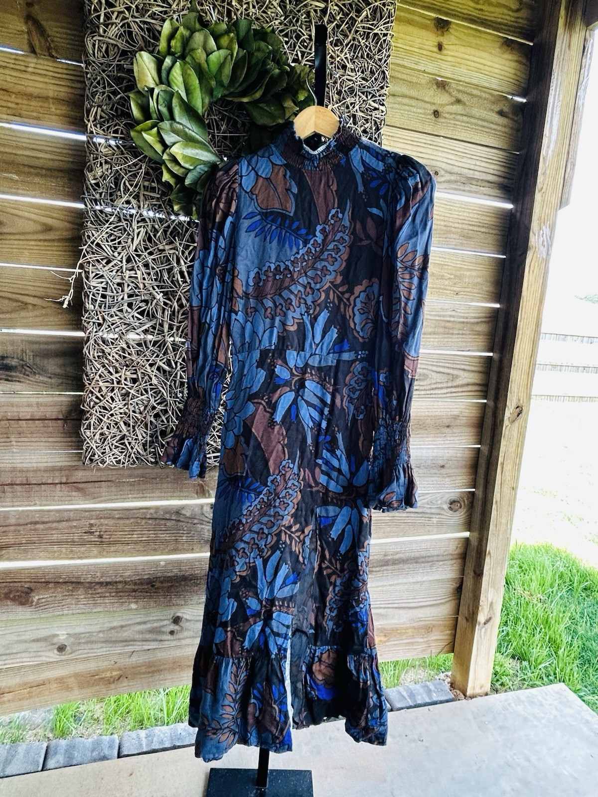 Karlie Small Rayon Maxi Dress Long Sleeve Small
