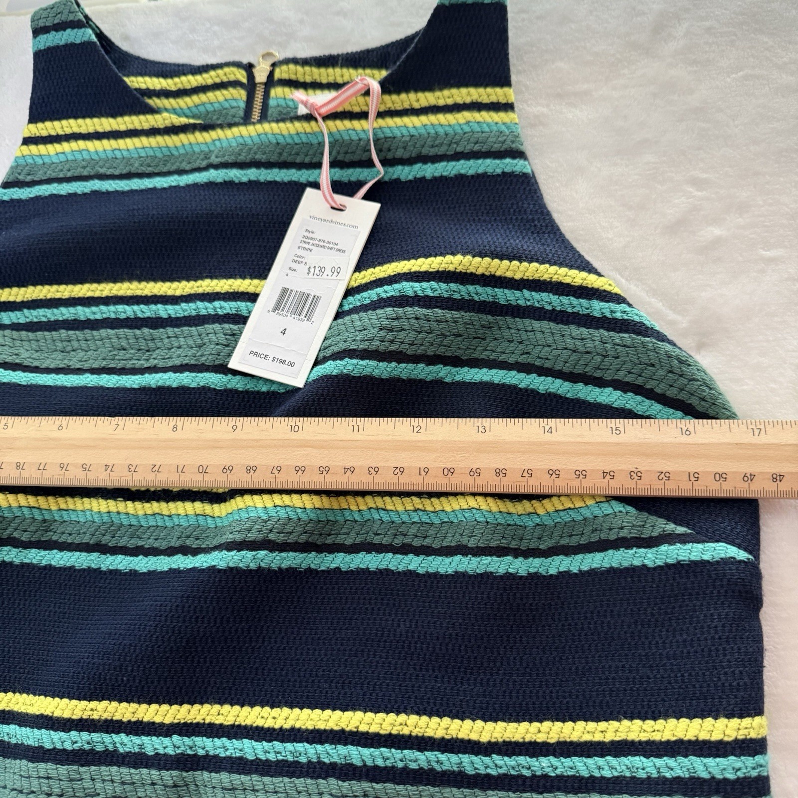 Vineyard Vines Blue, Yellow & Green Striped Shift Dress, Size 4 New Preppy