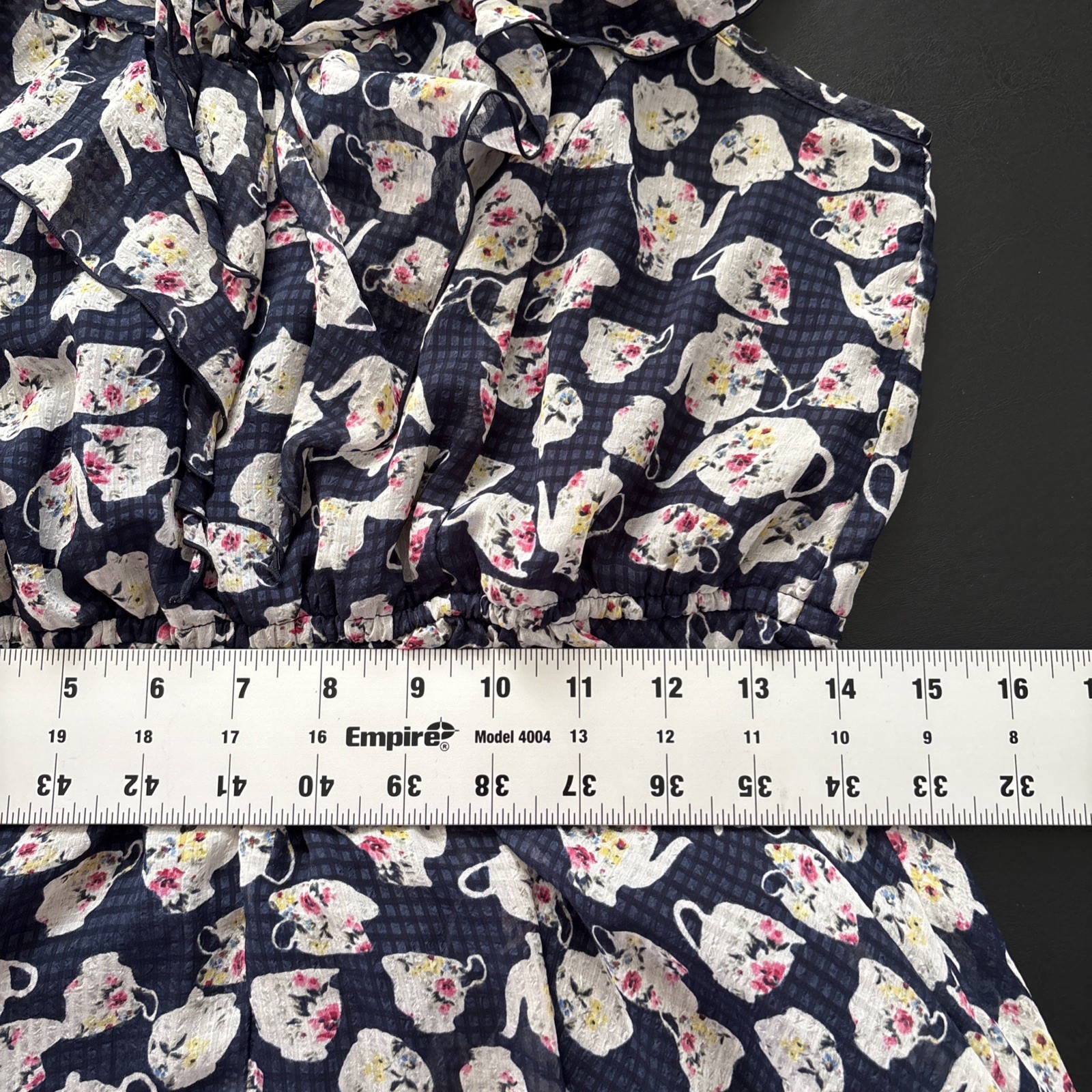 Disney x LC Lauren Conrad Teapot Chiffon Dress Womens S Navy Alice in Wonderland