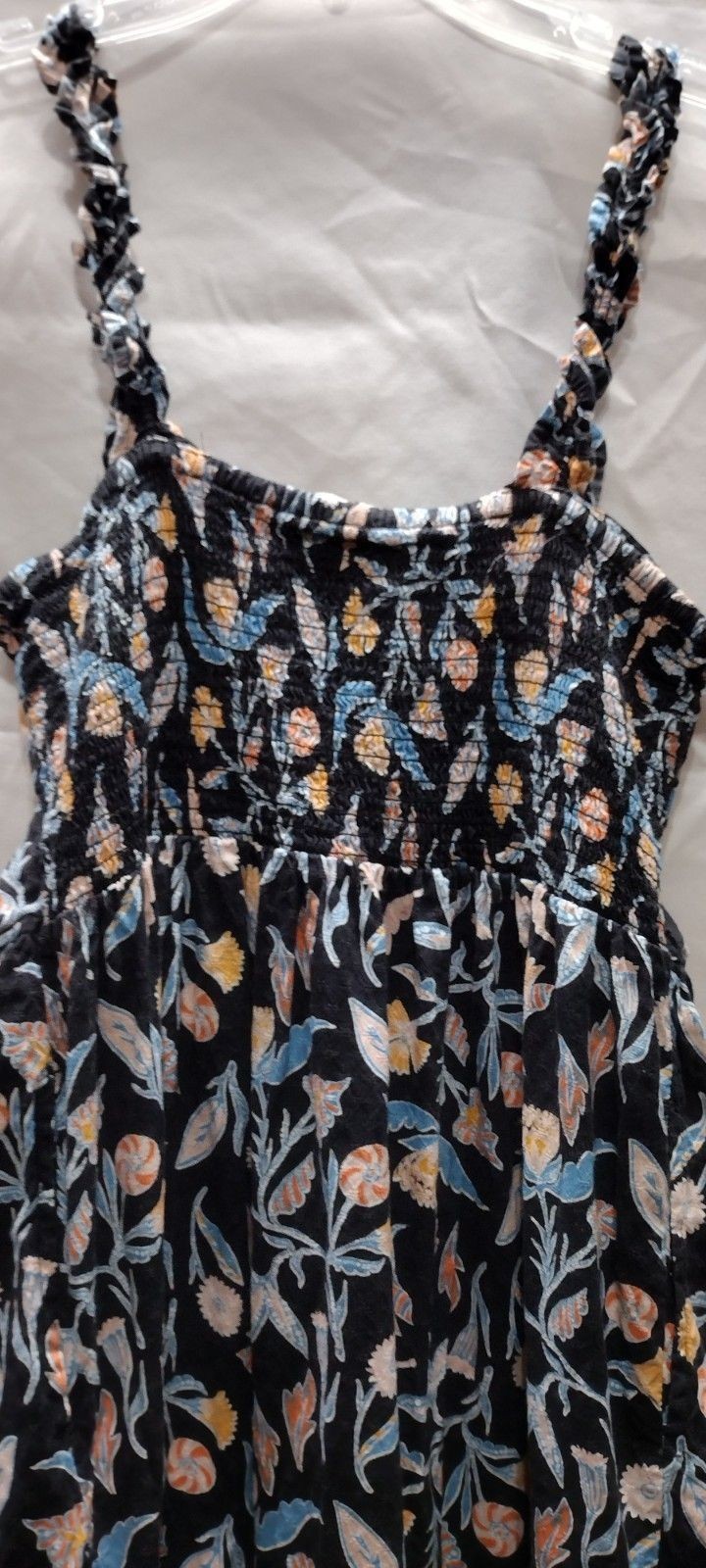 Universal Thread Maxi Tank Dress Medium Sundress Black Floral Ruffle Stretch