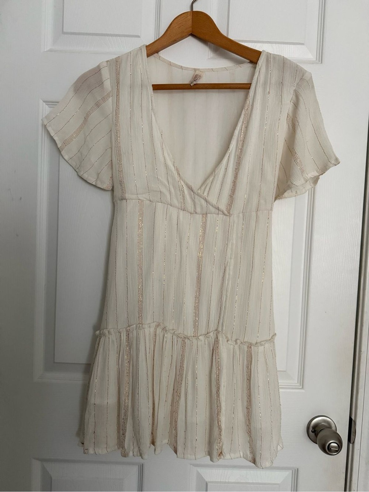 Raga Golden Rules Cream Metallic Dress S Vacation Resort Honeymoon Summer