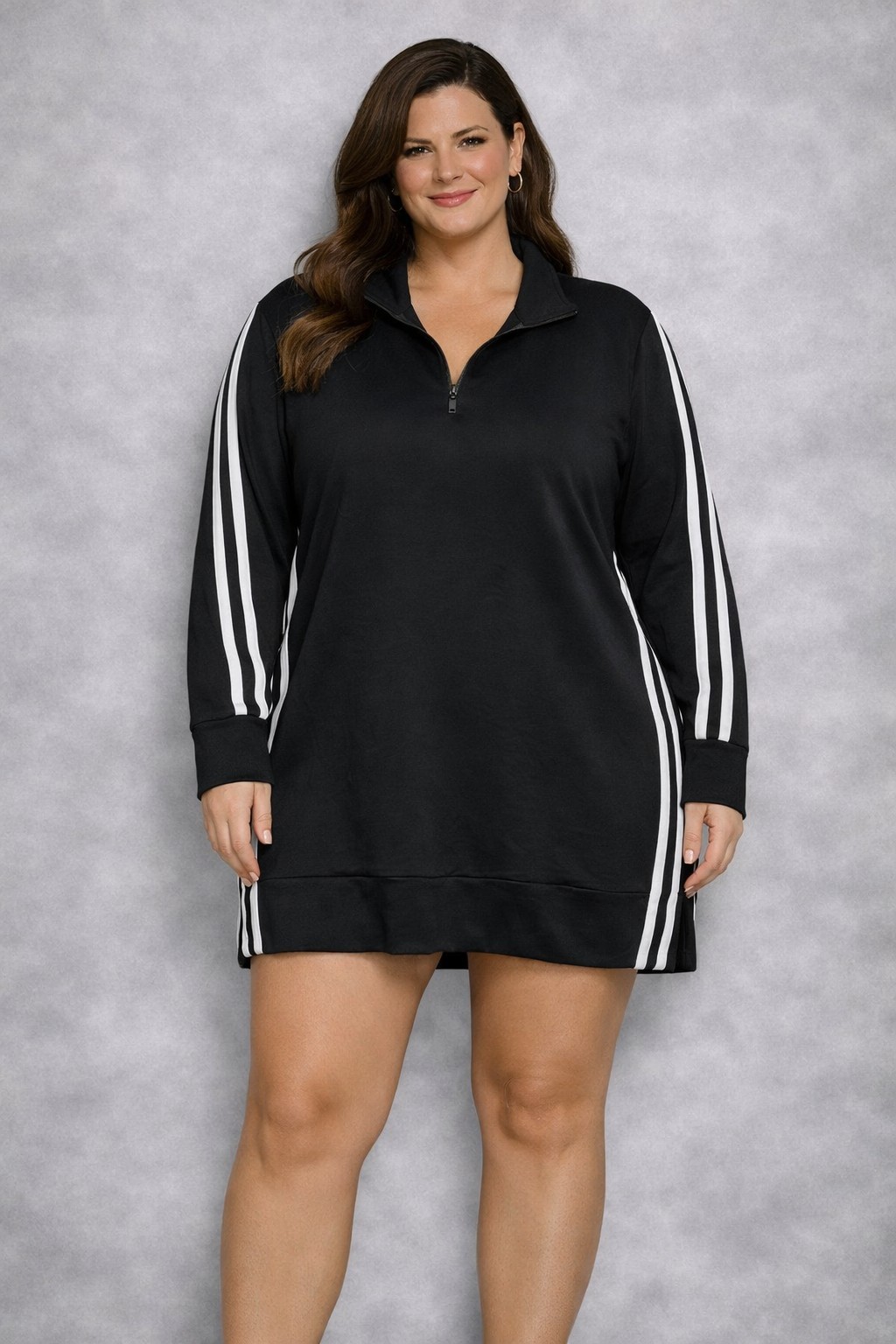 K. Jordan Women’s Black Long Sleeve Zip Sweatshirt Dress Size XL Made in Egypt