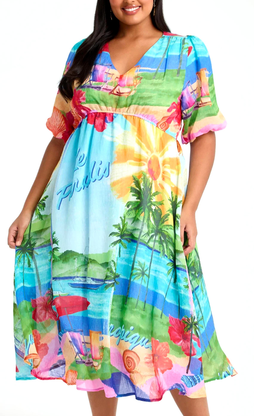 TS TAKING SHAPE plus size M / 20 Angelina Tencel Midi Dress floaty NWT rrp$200