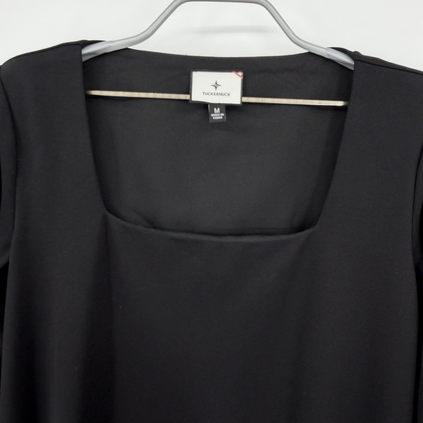 Tuckernuck Black Long Sleeve Middleton Dress sz M Mini Shift A-Line Square Neck