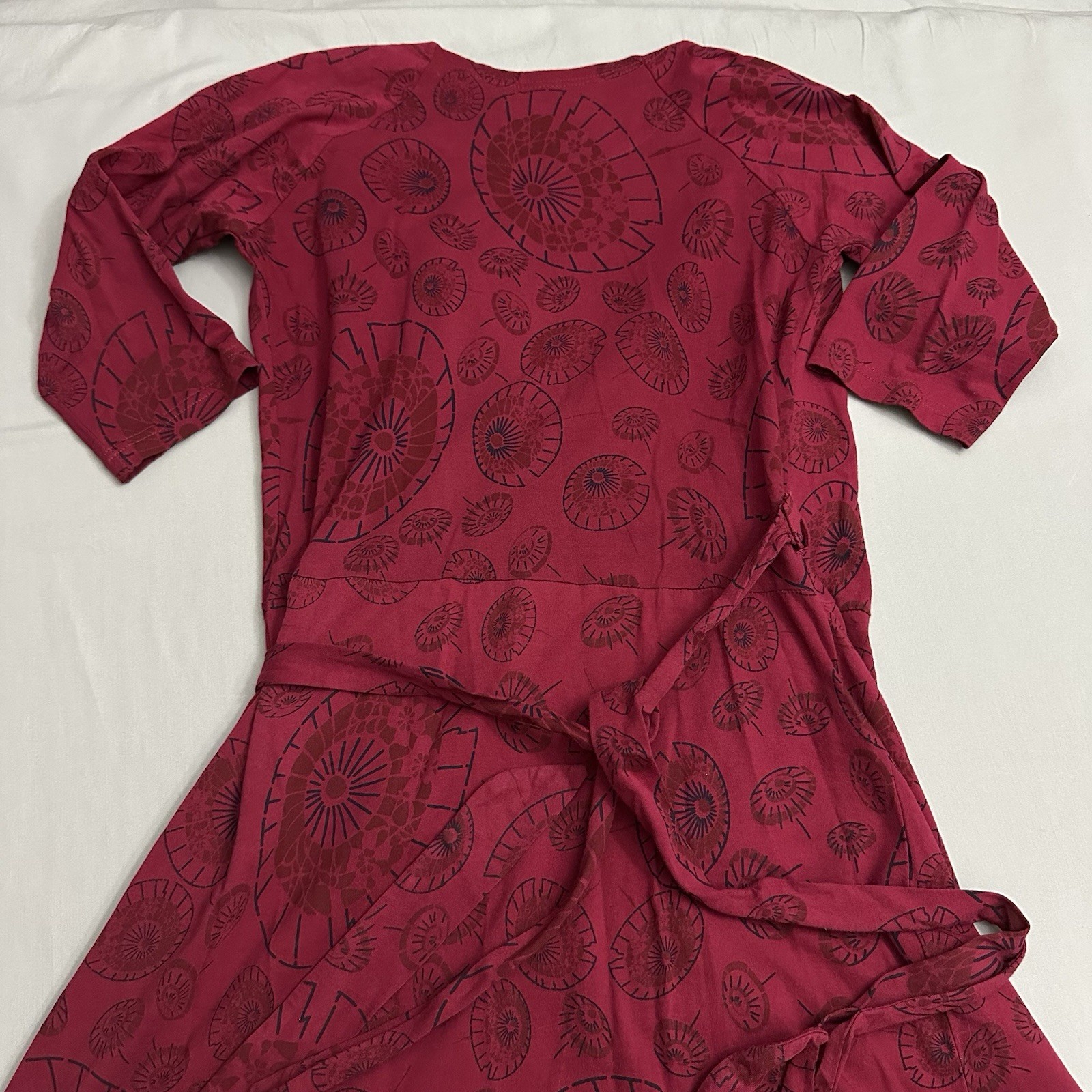 Greater Good Network Nina Wrap Dress Womens Large L Cotton Umbrella Print Red