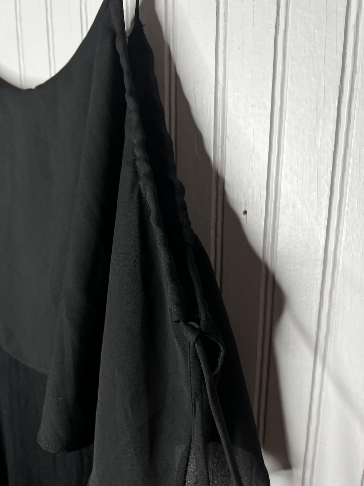 Green Envelope Casual Couture Dress Womens Large Black Ruffle Maxi Made USA