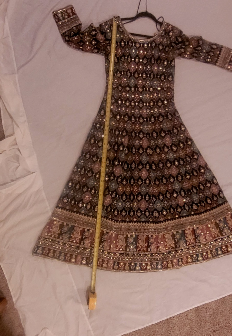 Embroidered Georgette Gown in Dark Teal Green Made in India perfect for weddings