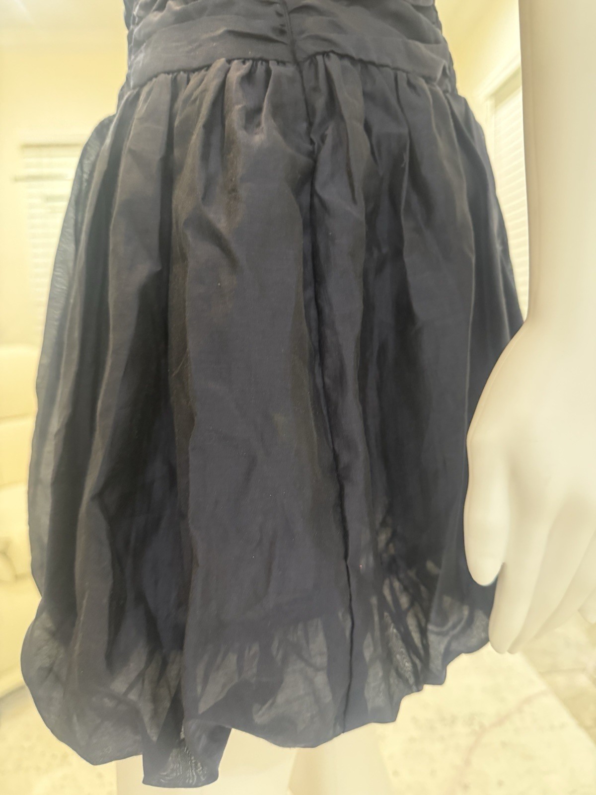 AQUA Sweetheart Navy Ruched Bubble Mini Dress Size M