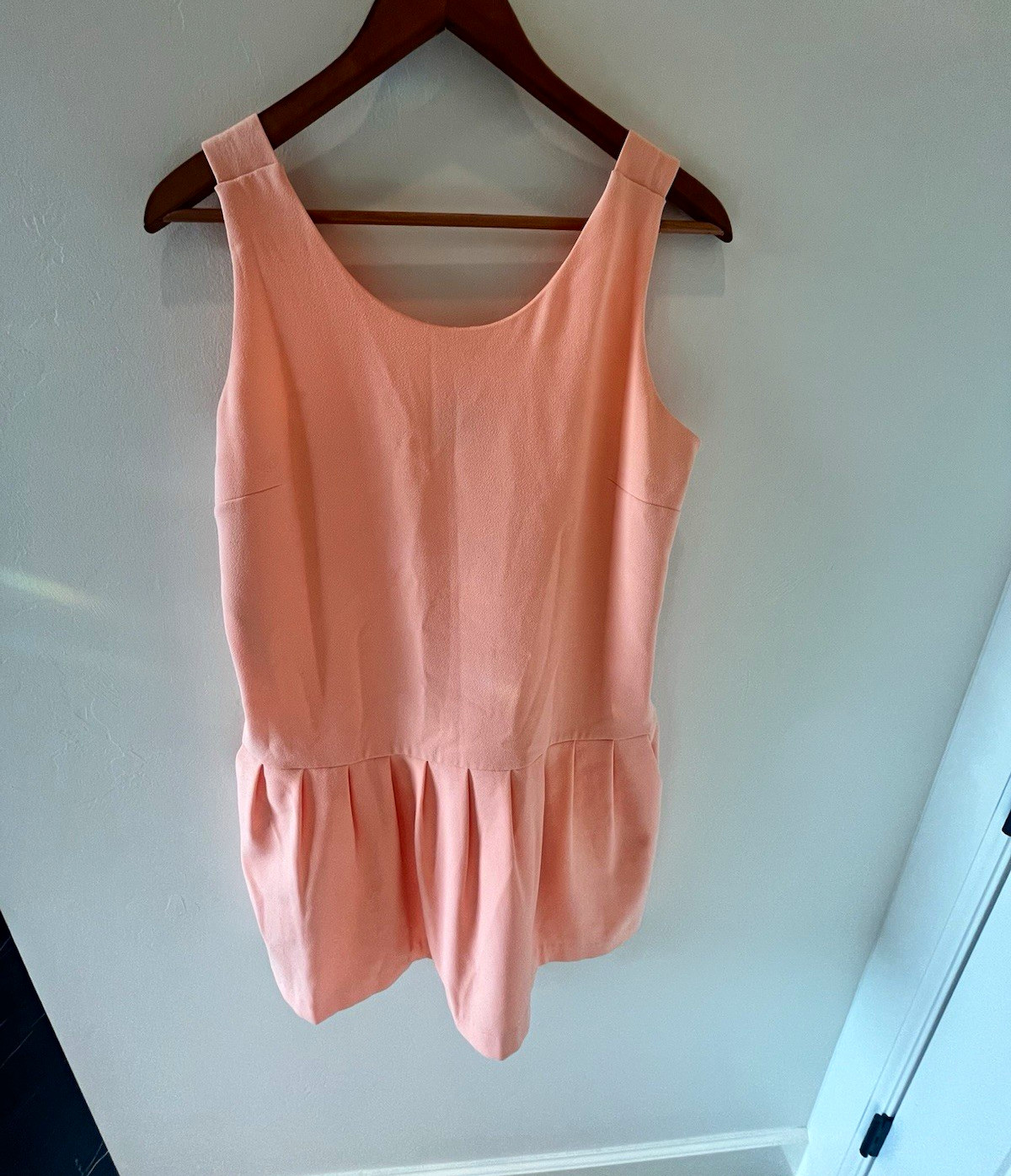 Forever 21 Romper Women L Pink Solid Square Neck Sleeveless Woven Polyester