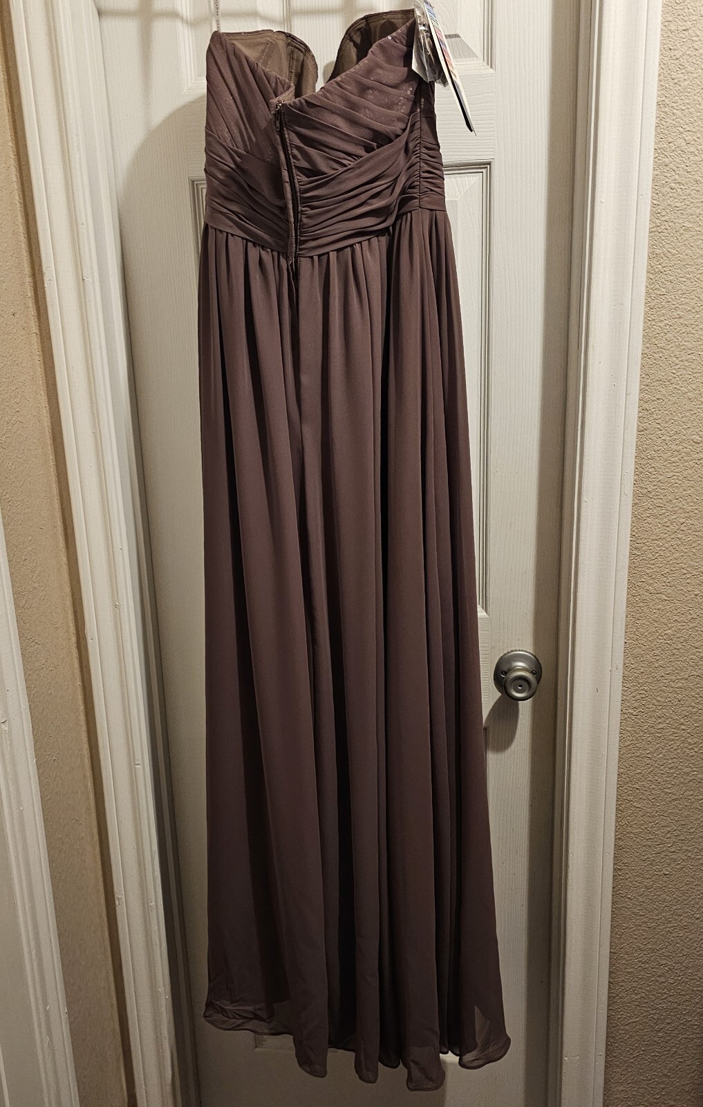 NEW Alfred Angelo Size 10 Evening Dress Formal Gown Bridesmaid Strapless Mocha
