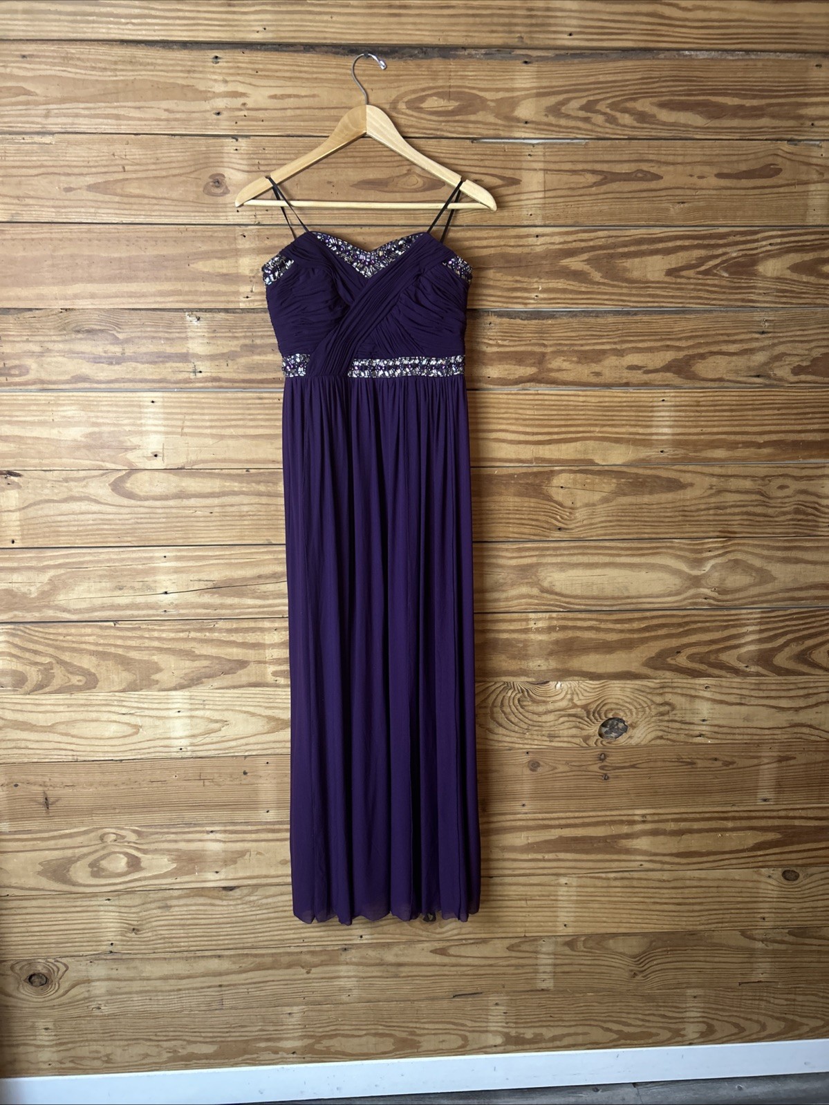 Decode 1.8 special occasion dress purple chiffon embellished with beads purple