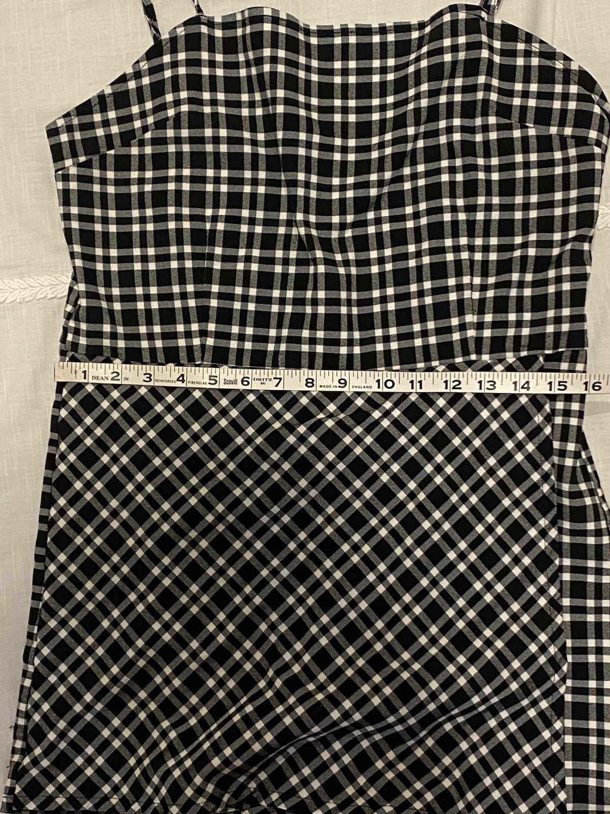 Justify Black White Plaid Jumper Romper Skort Mini Dress Sz XL 90s Y2K Teen
