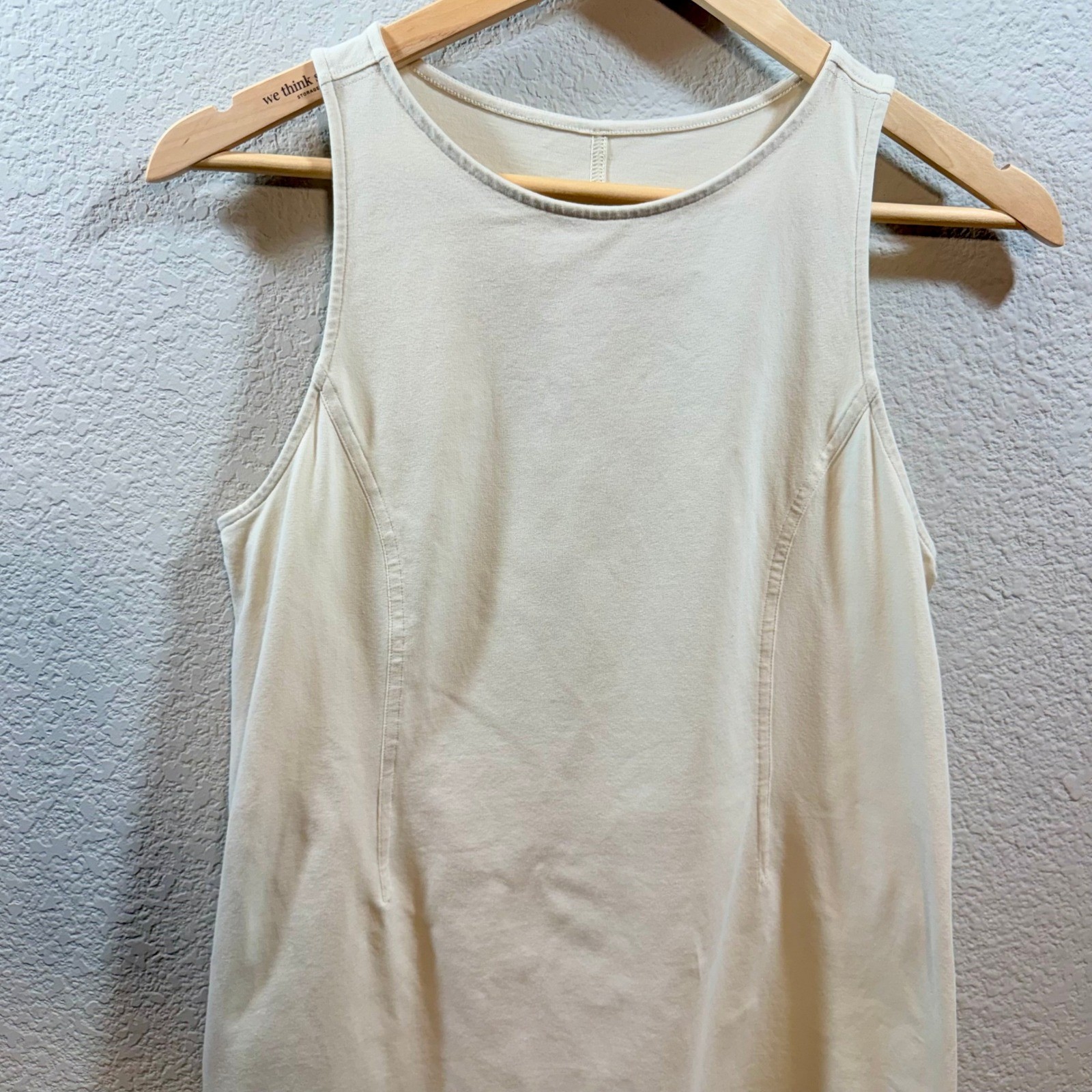 Lululemon Organic Cotton Cinched Waist Dress Womens Beige See Measurements