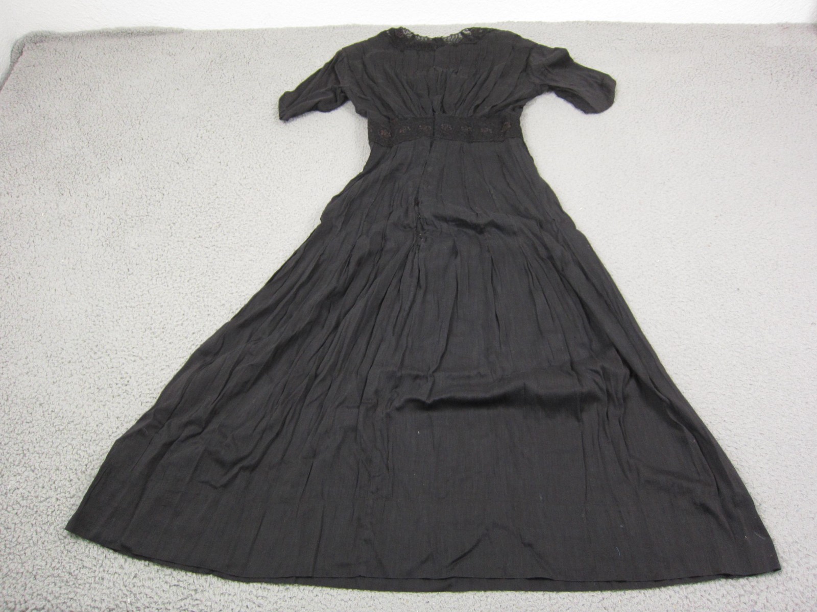 True Vintage Voil Dress Womens Extra Small XS Black Gown Lace Midi 1900s