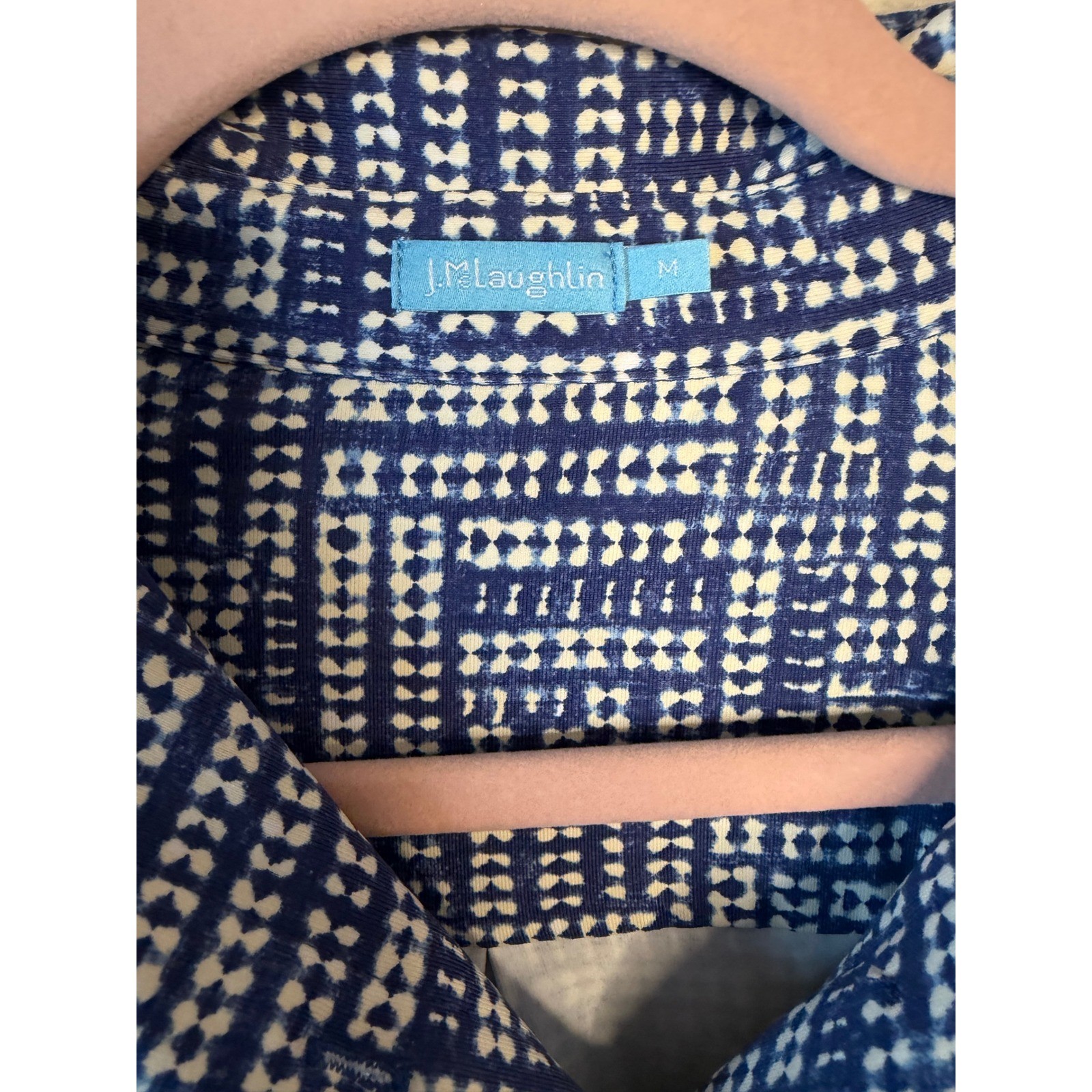 J.McLaughlin Blue White Geometric Catalina Cloth Shirt Dress Womens Medium M