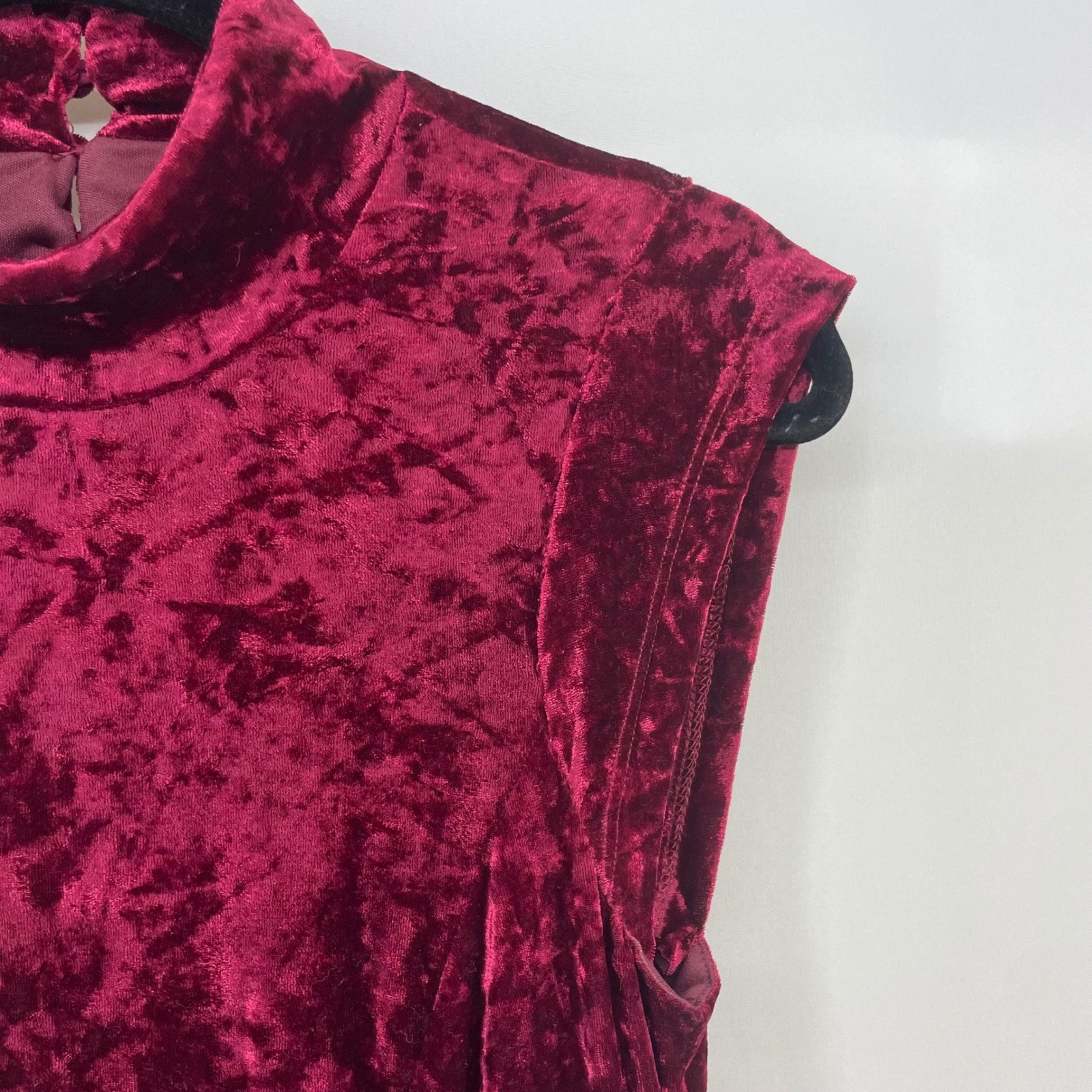 Lulus Size Large In The Louvre Open Back Maxi Dress Burgundy Crushed Velvet Slit