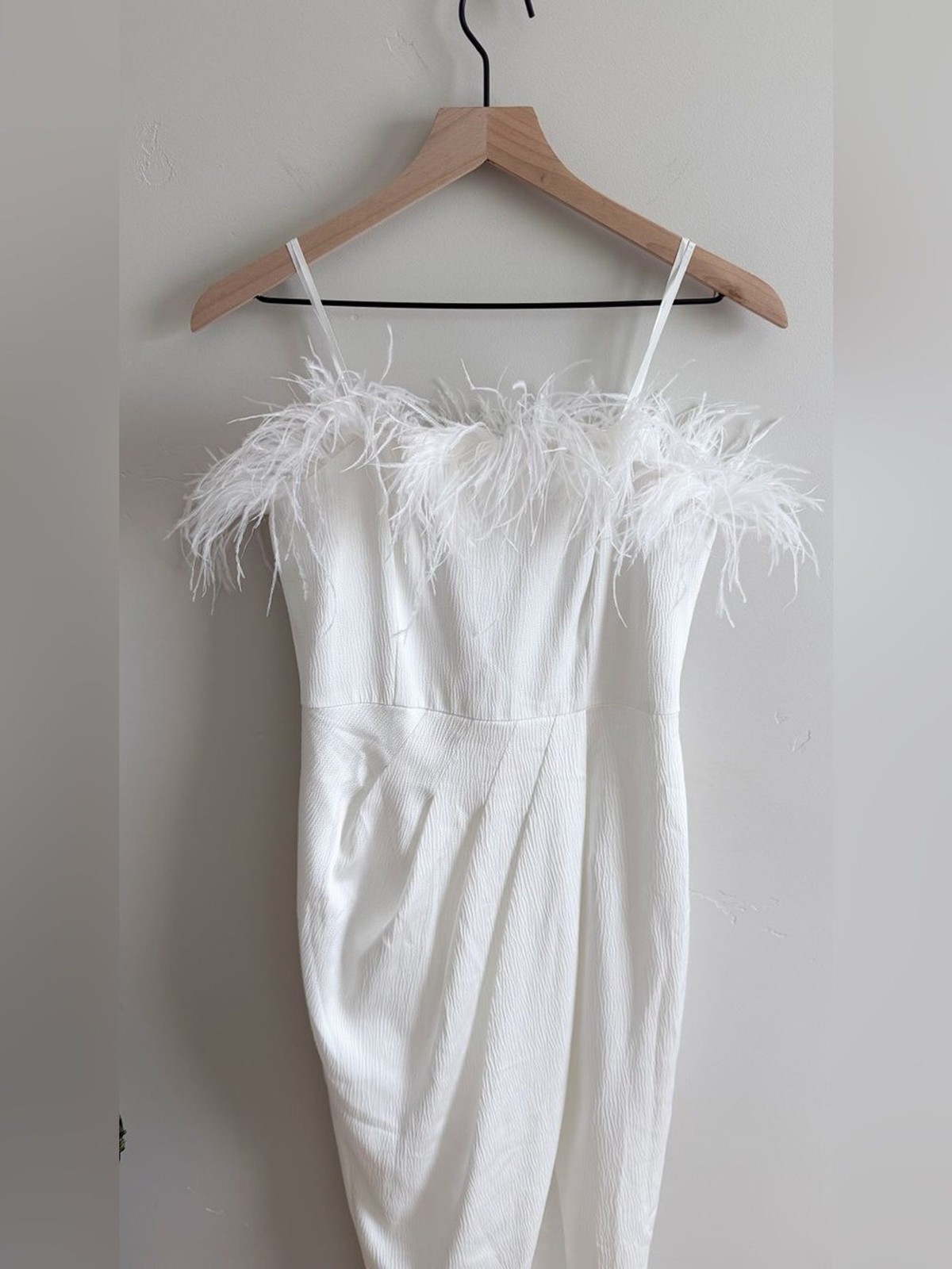 Aidan Mattox Feather Trim Strapless High-Low Gown