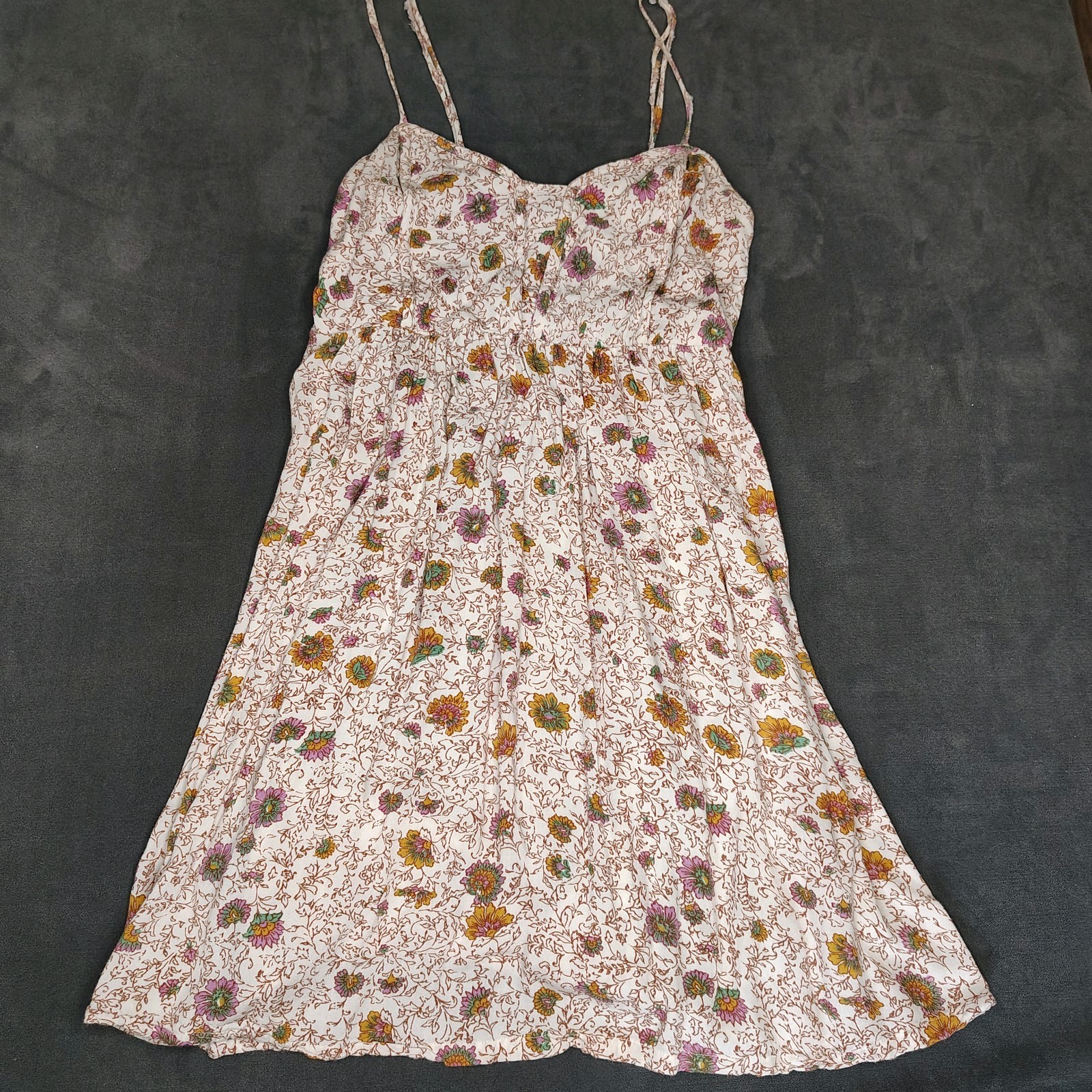 Billabong Women’s Size M White Multicolor Floral Sweetheart Short Rayon Sundress