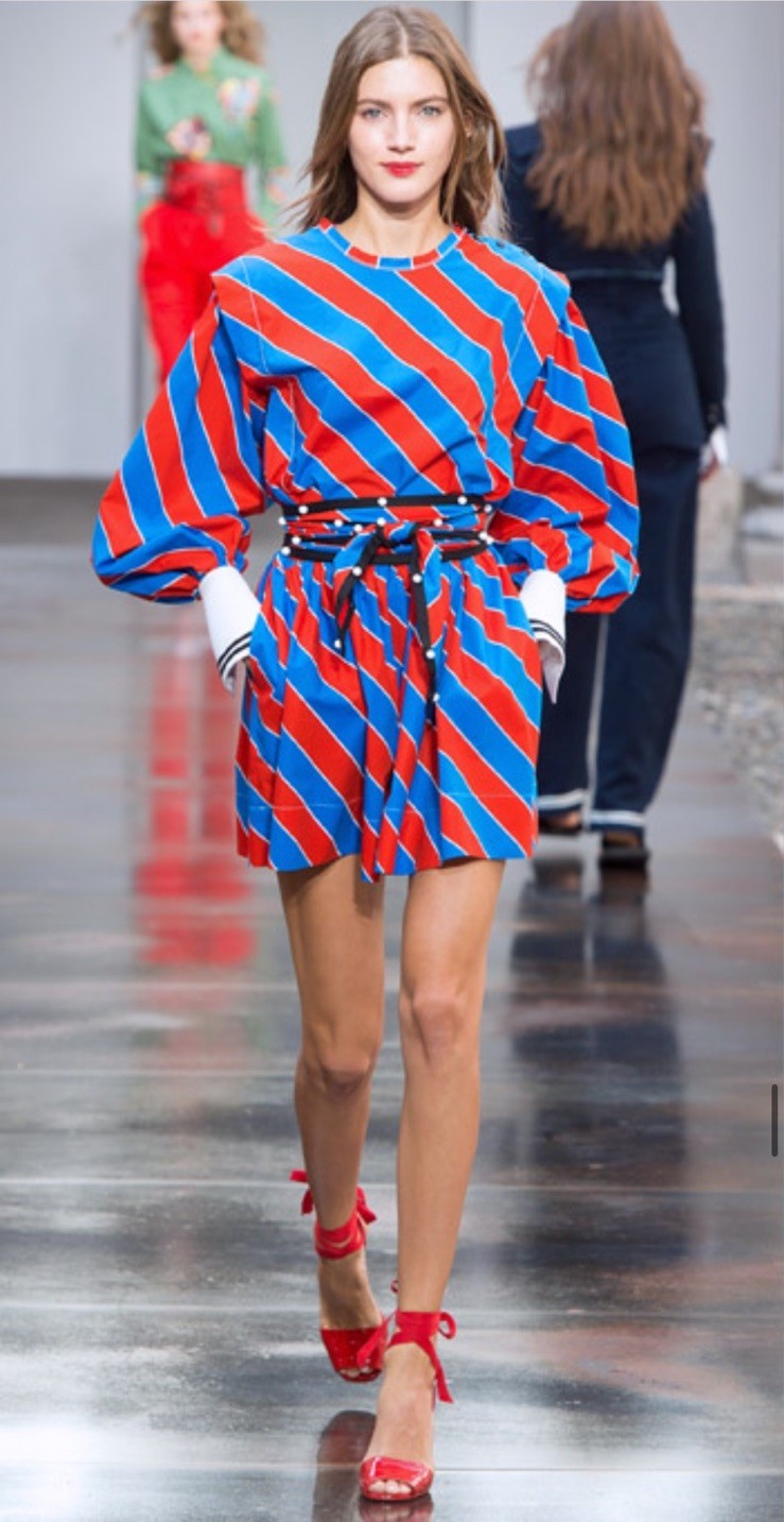 2018 S/S PHILOSOPHY Di Lorenzo Serafini Italy Runway Cotton Poplin Striped Dress