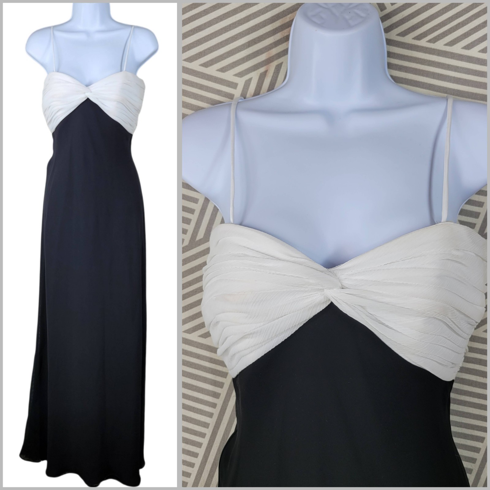 Vintage 90s Evening Event Dress 2-4 Gown Maxi Long Layered Chiffon Crinkle