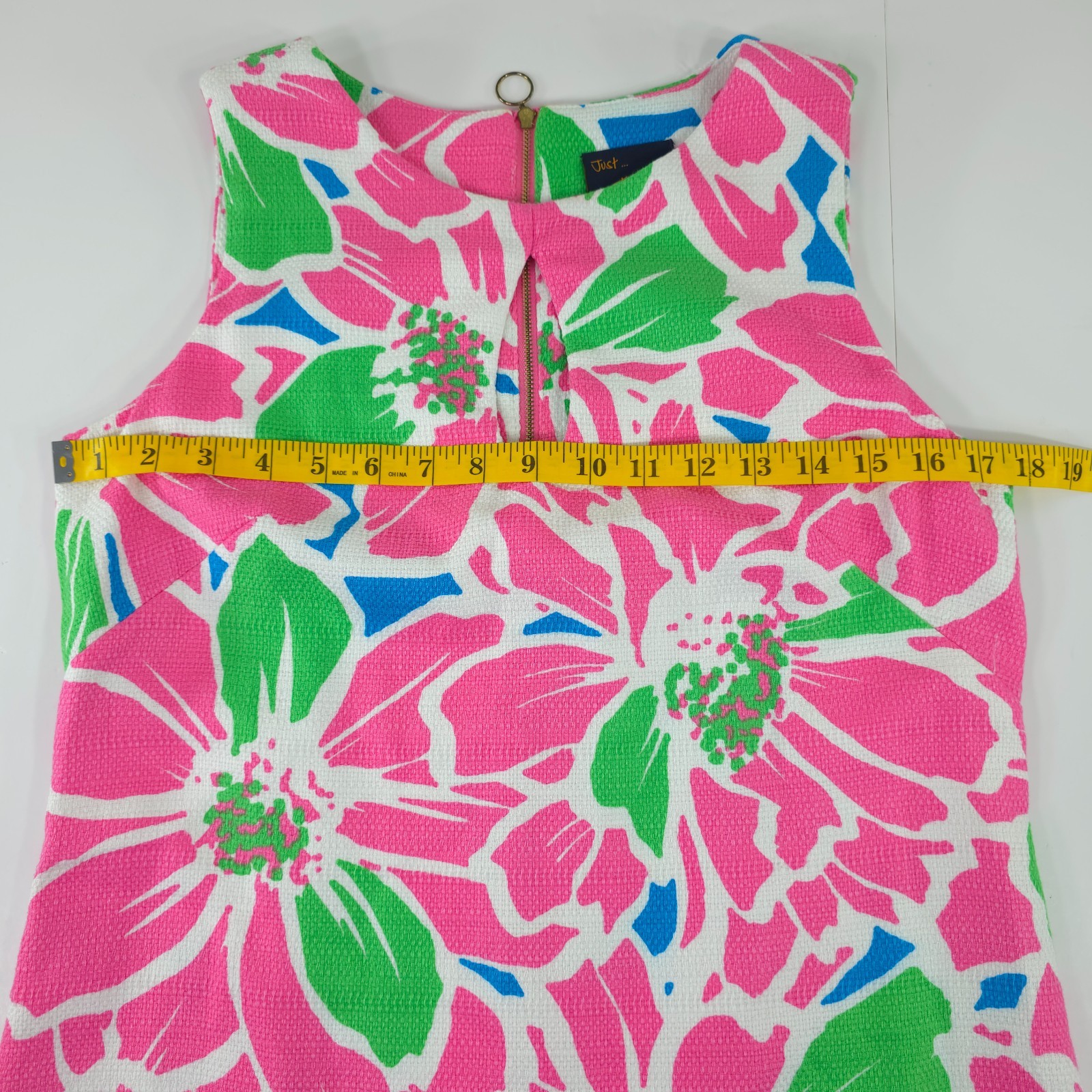 JUST TAYLOR PINK FLORAL PRINT SHIFT MINI DRESS WOMEN’S SIZE 8 SLEEVELESS STRETCH