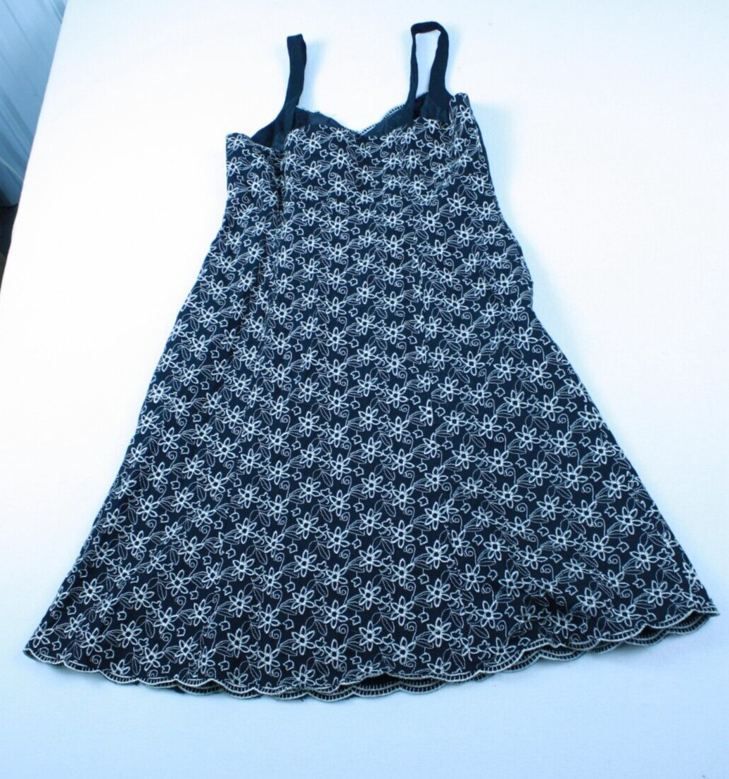 Vtg Black Floral Eyelet Sundress Boho Cottagecore Y2K Soft Girl Babydoll size 12