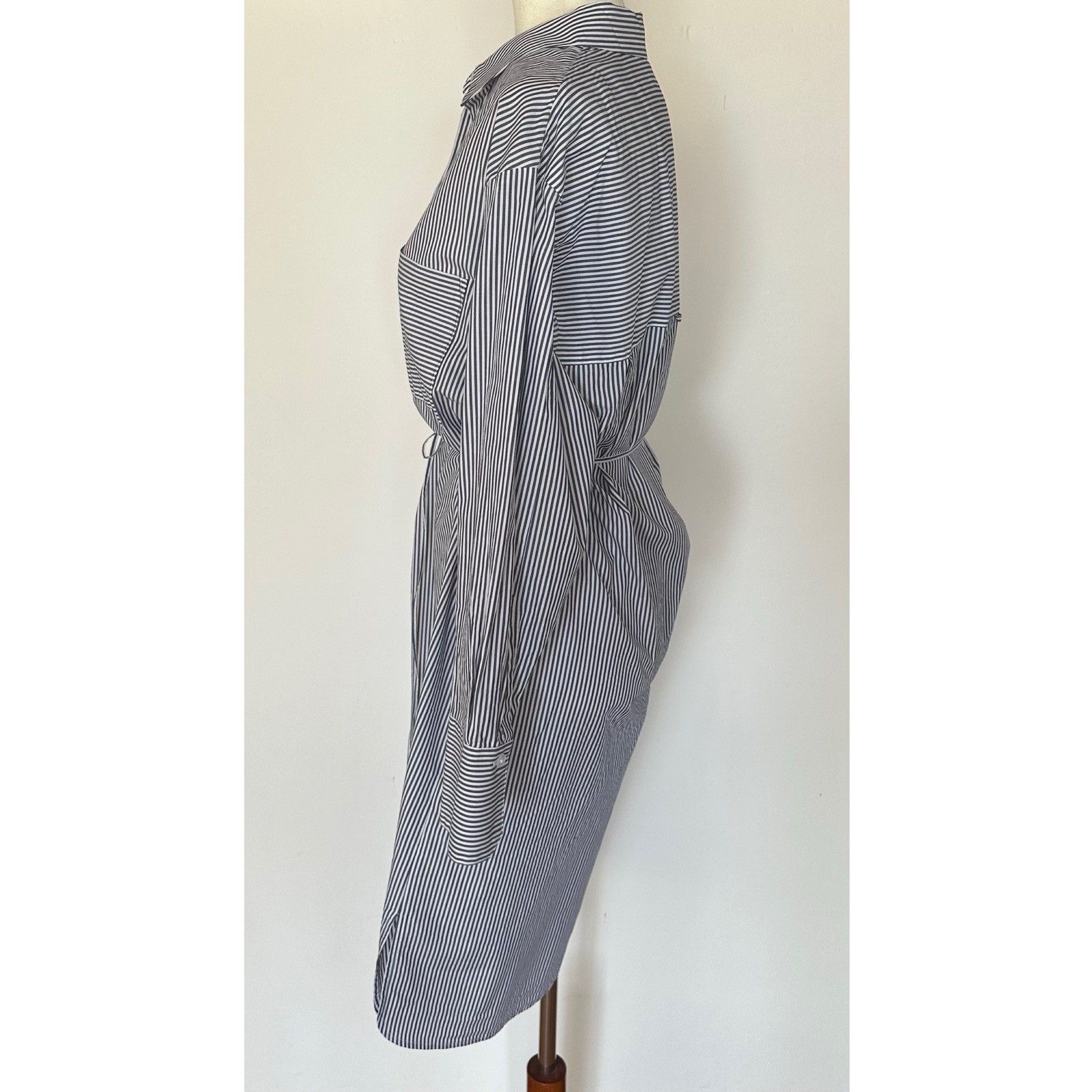 Guideboat Co. Preppy Nautical Blue Striped Shirtdress Button Front Dress Size 6