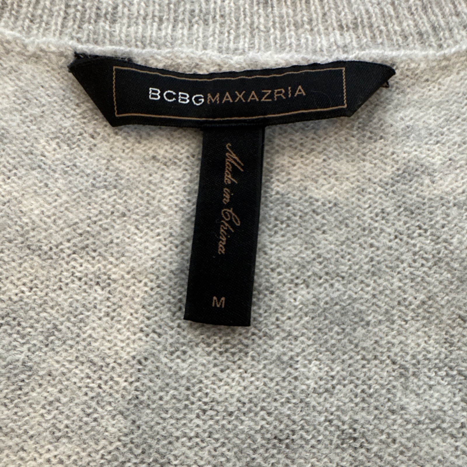 BCBGMAXAZRIA Gray Knit Sweater Dress Wool Cashmere V-Neck Ruffle Hem M