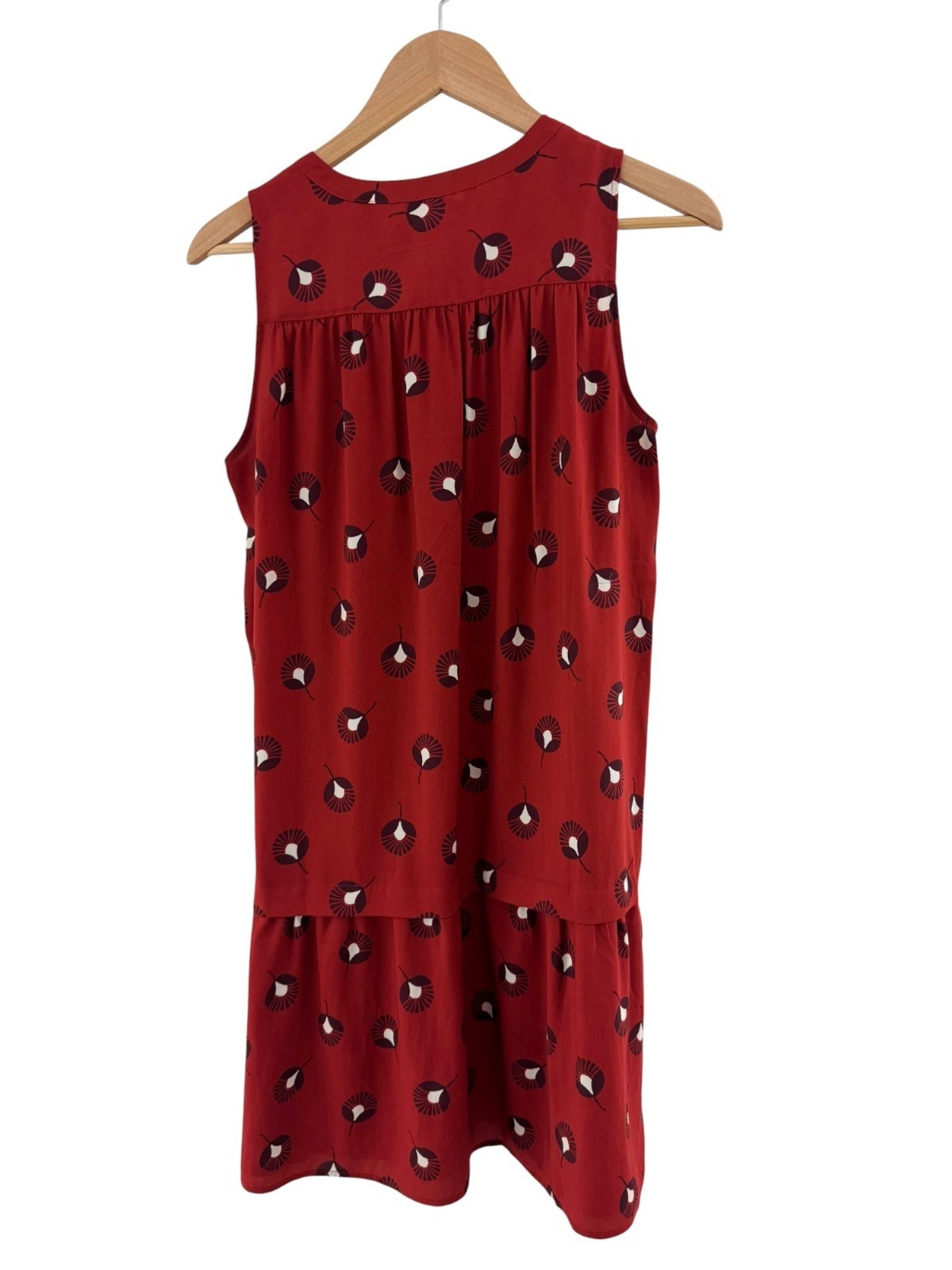 Ann Taylor LOFT Rust Brown Dandelion Drop Waist Ruffle Hem Dress Size M Summer