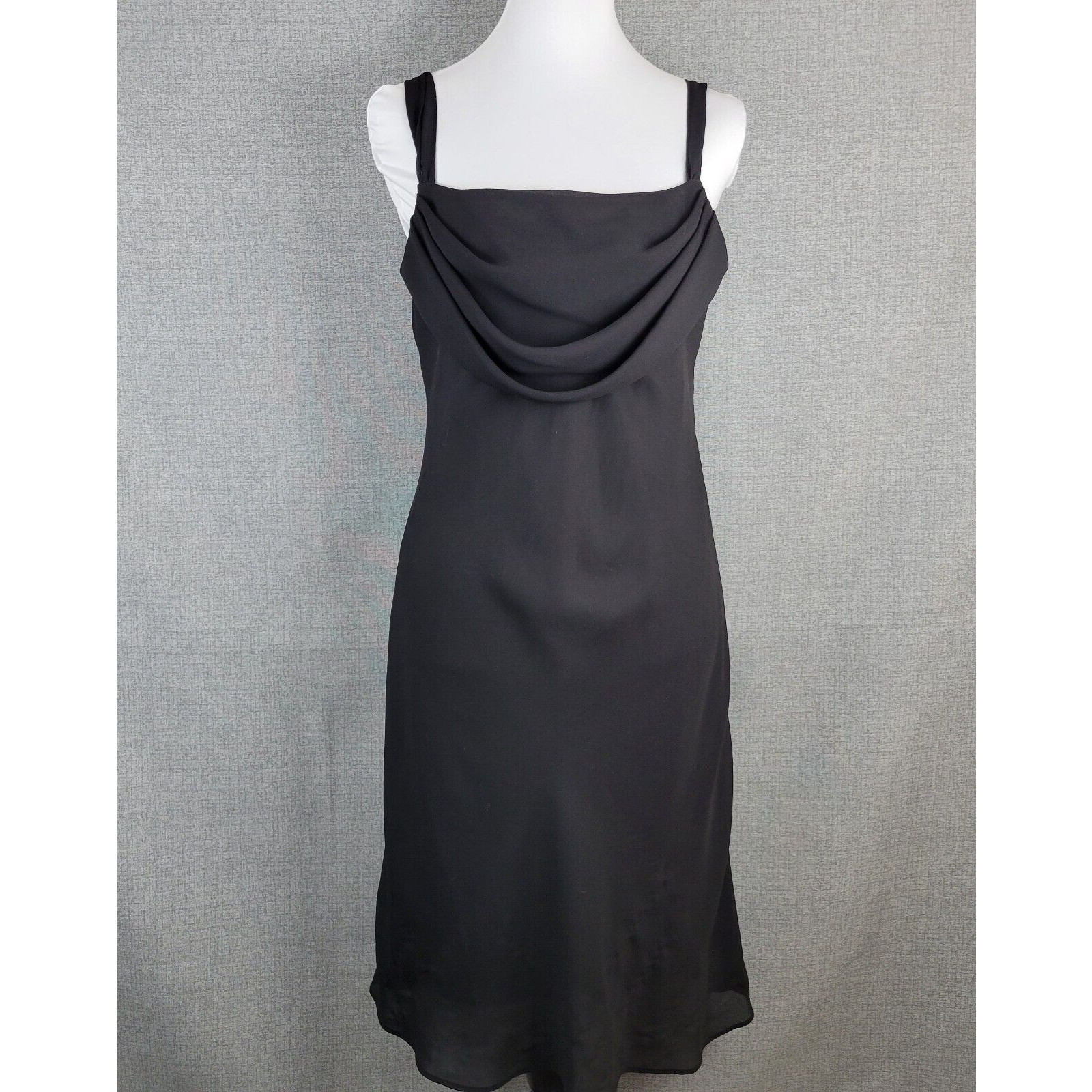 Jump Women Juniors Y2K Dress Size 11 12 Black Cowl Neck Sheer LBD Vintage