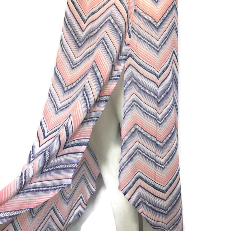 REWIND Sz XS Sheer Lined Chevron print MIDI to MAXI Dress – Pink Lavender Blue