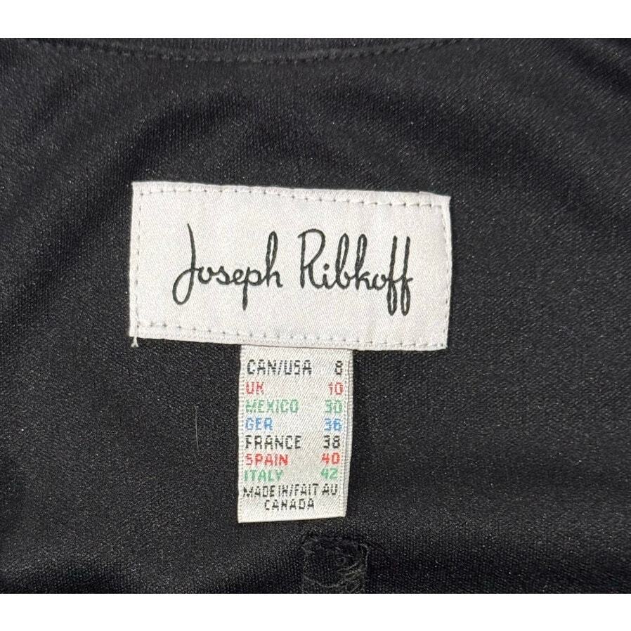Joseph Ribkoff Jewel Tone Digital Print Jersey Dress Sz 8 Sequins Fitted Sheath