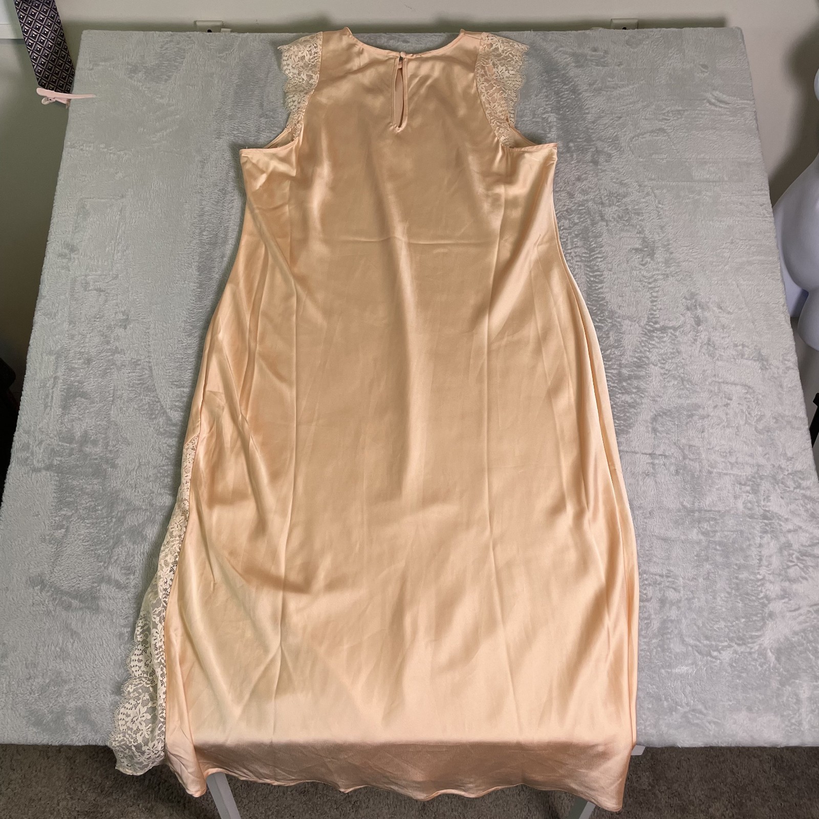 NWT Future Collective Maxi Slip Dress Womens 2X Peach Champagne Satin Sexy Night