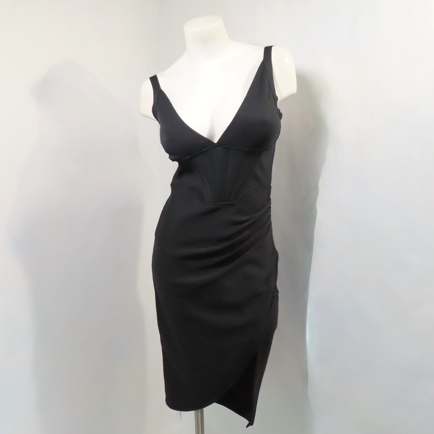 Shein Dress Womens L Black Adyce Ponte Knit Sleeveless V-Neck Coquette Party