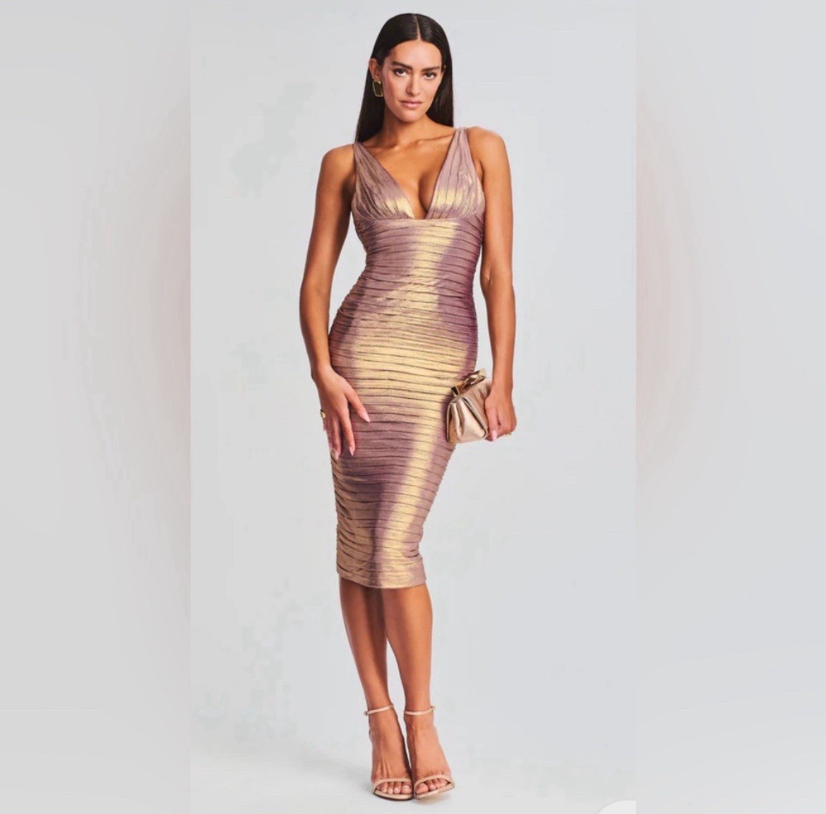 NWT Retrofête Ivy Dress Sz XS, Purple/Gold