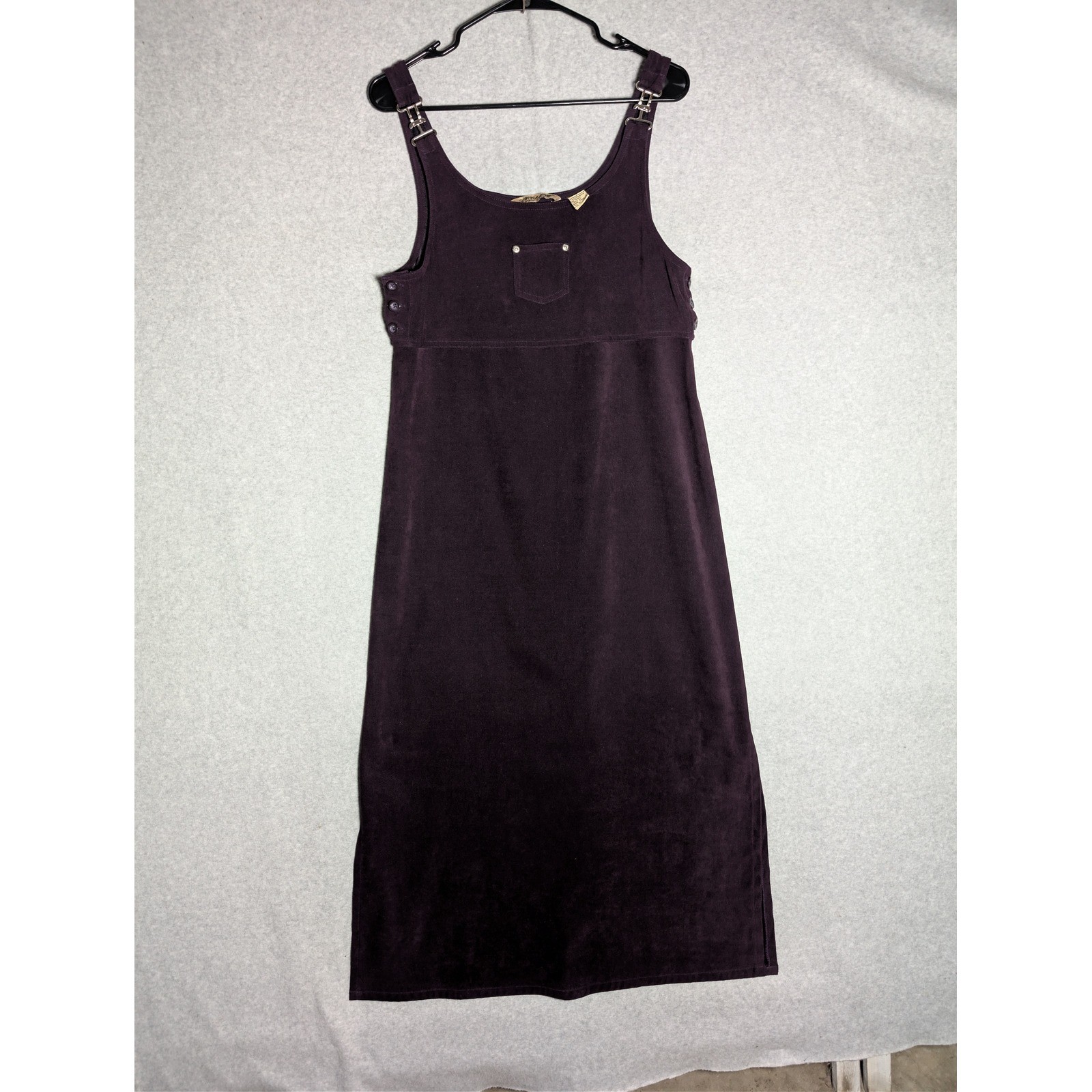 Pinafore Maxi Dress Medium Dark Purple Whimsigoth Sleek 90s Style Side Slits VTG